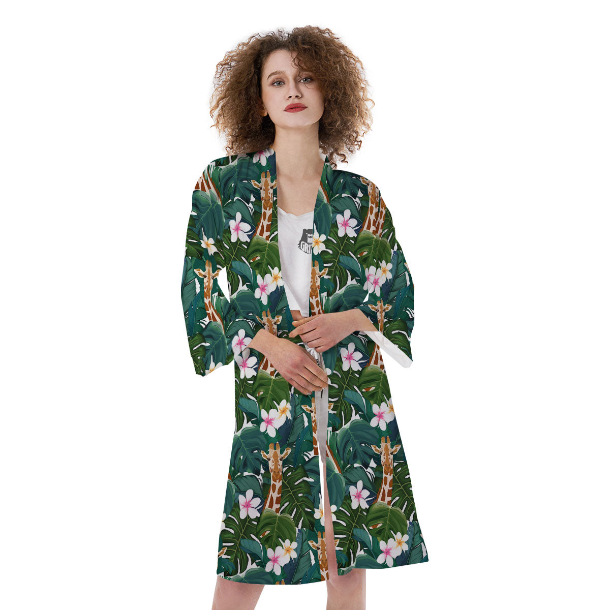 Giraffe Tropical Print Pattern Kimono-grizzshop
