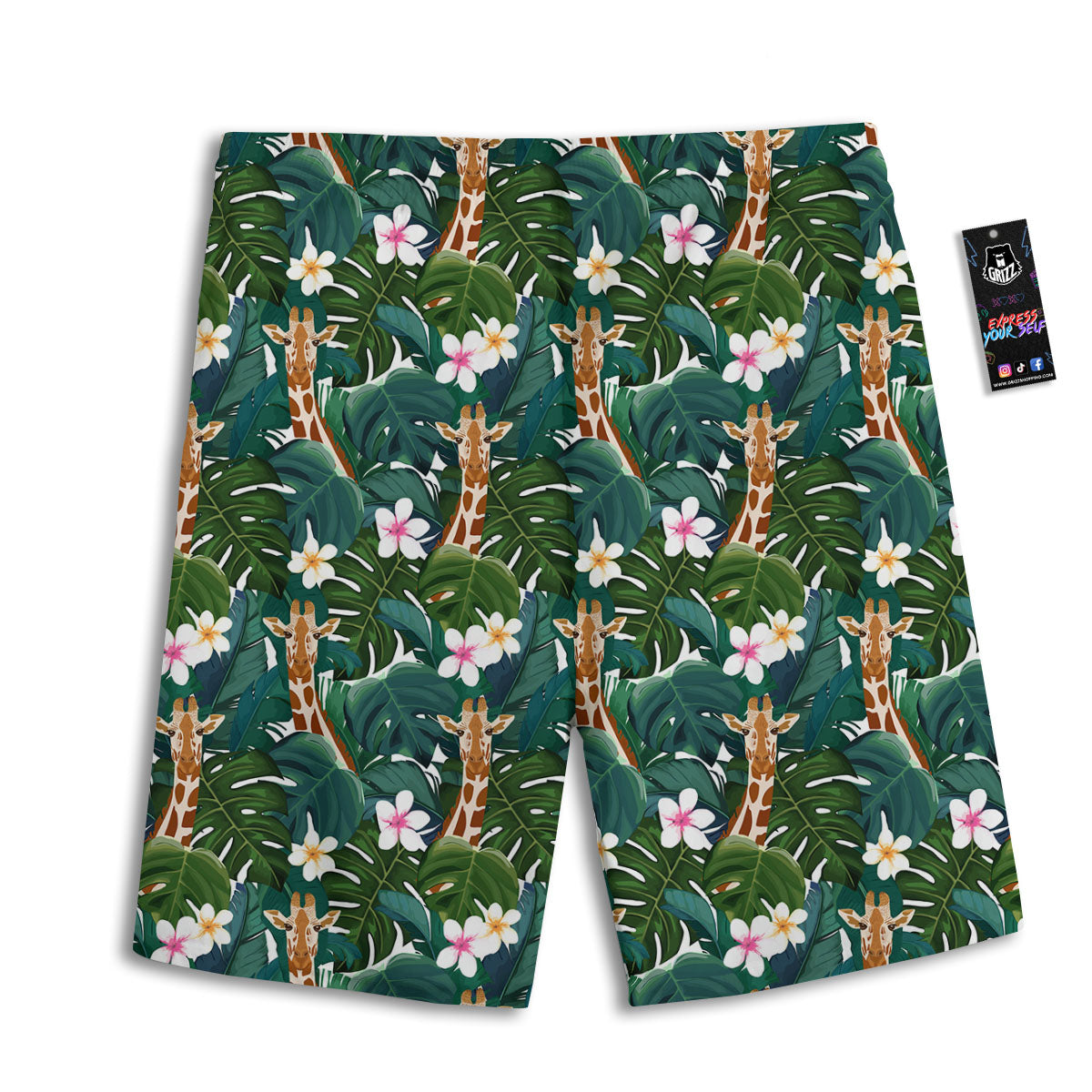 Giraffe Tropical Print Pattern Men's Athletic Shorts