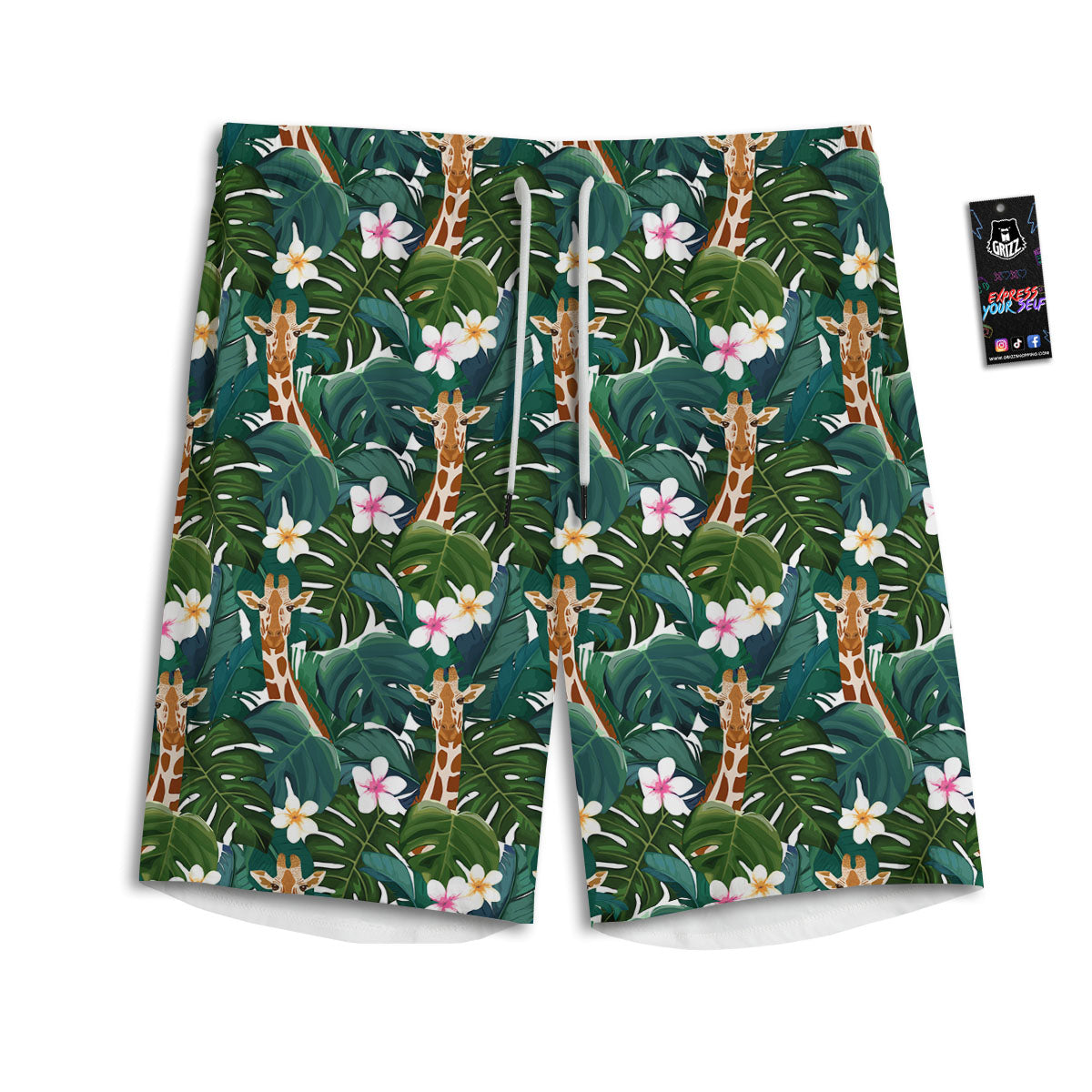 Giraffe Tropical Print Pattern Men's Athletic Shorts