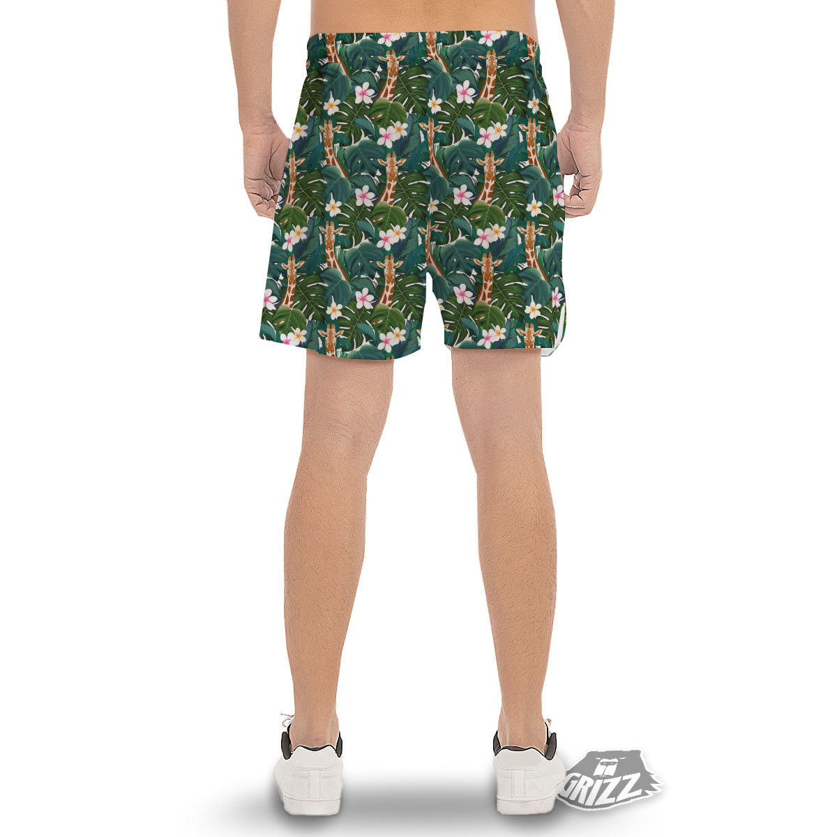 Giraffe Tropical Print Pattern Men's Gym Shorts-grizzshop