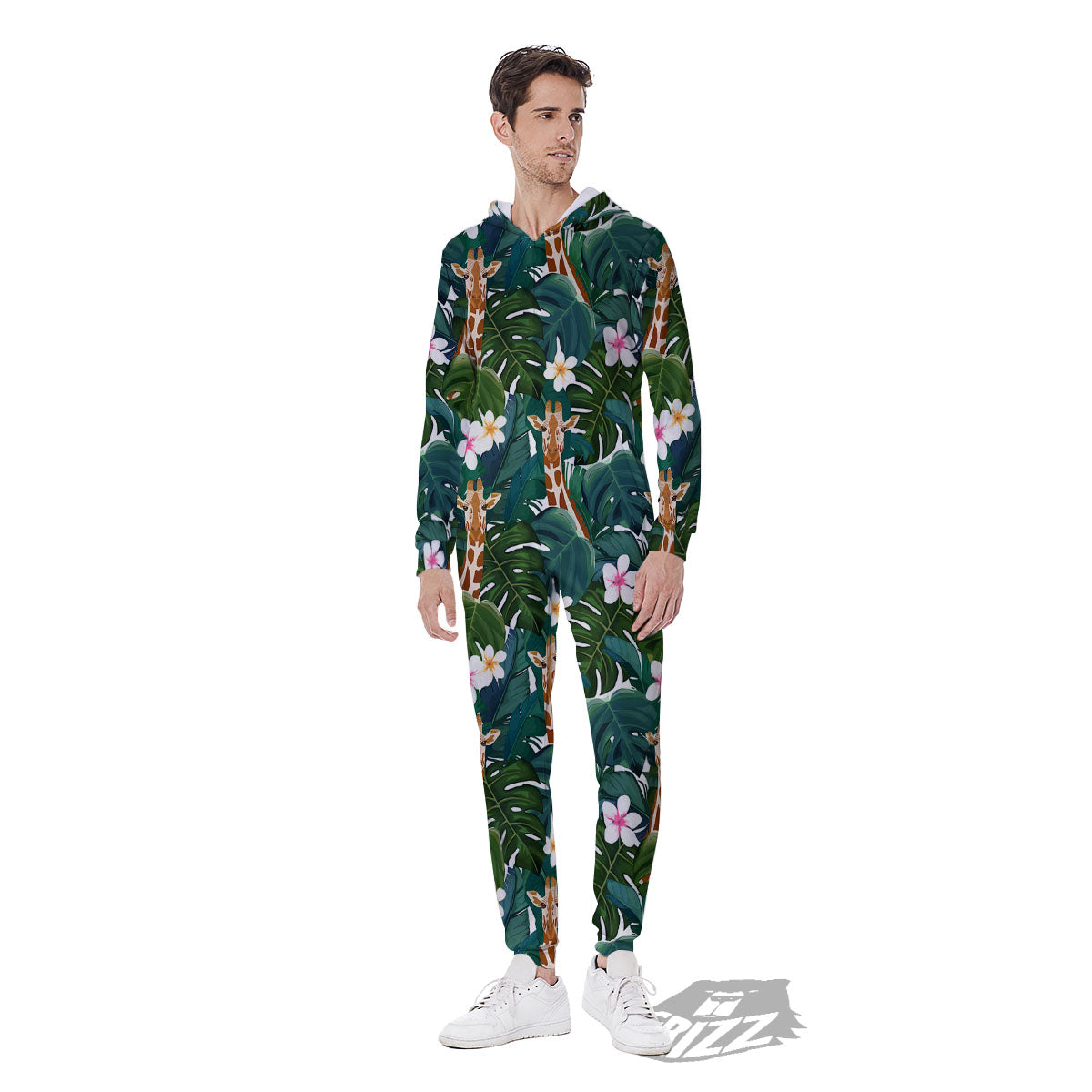 Giraffe Tropical Print Pattern Men's Jumpsuit-grizzshop