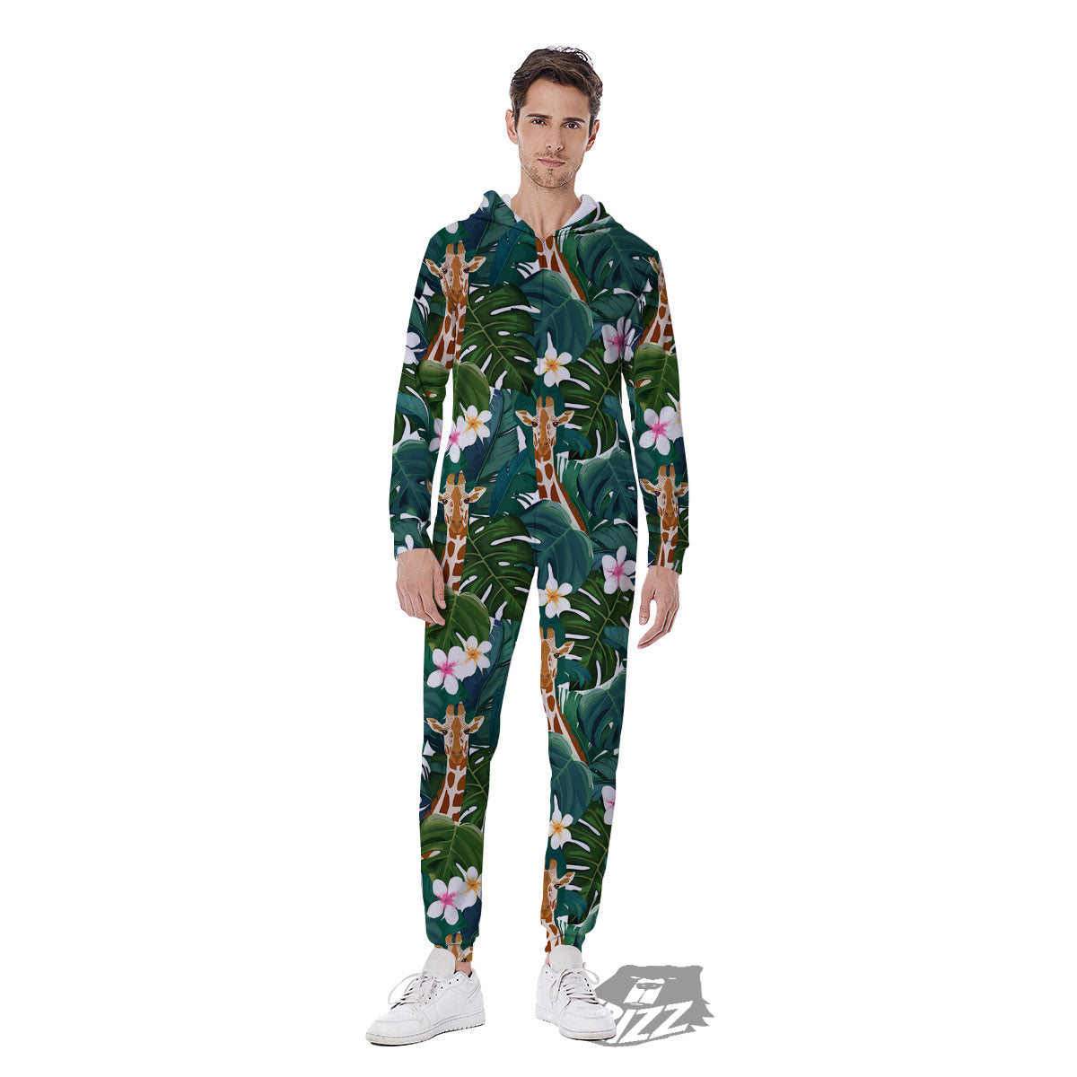 Giraffe Tropical Print Pattern Men's Jumpsuit-grizzshop