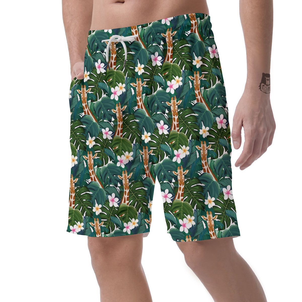 Giraffe Tropical Print Pattern Men's Shorts-grizzshop