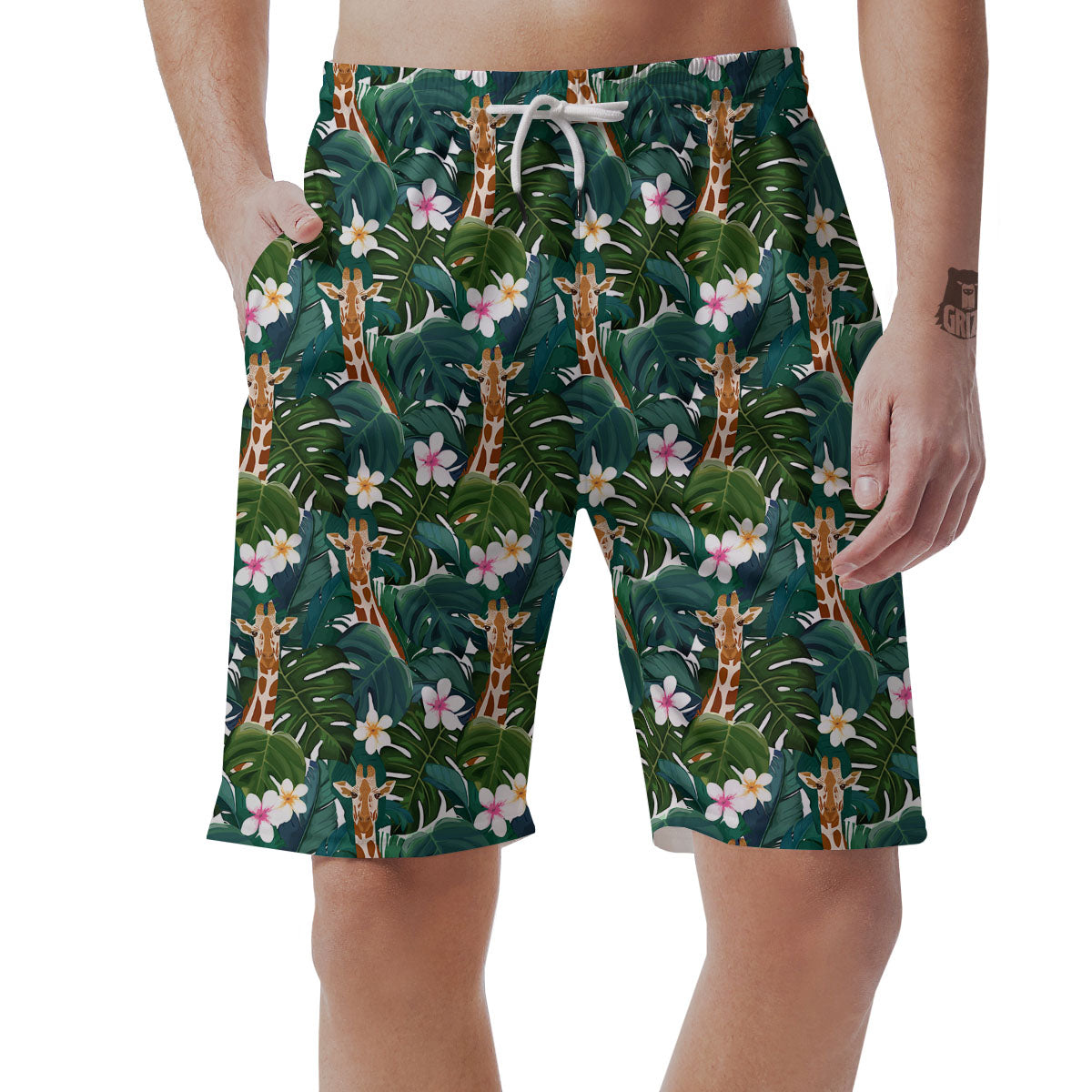 Giraffe Tropical Print Pattern Men's Shorts-grizzshop