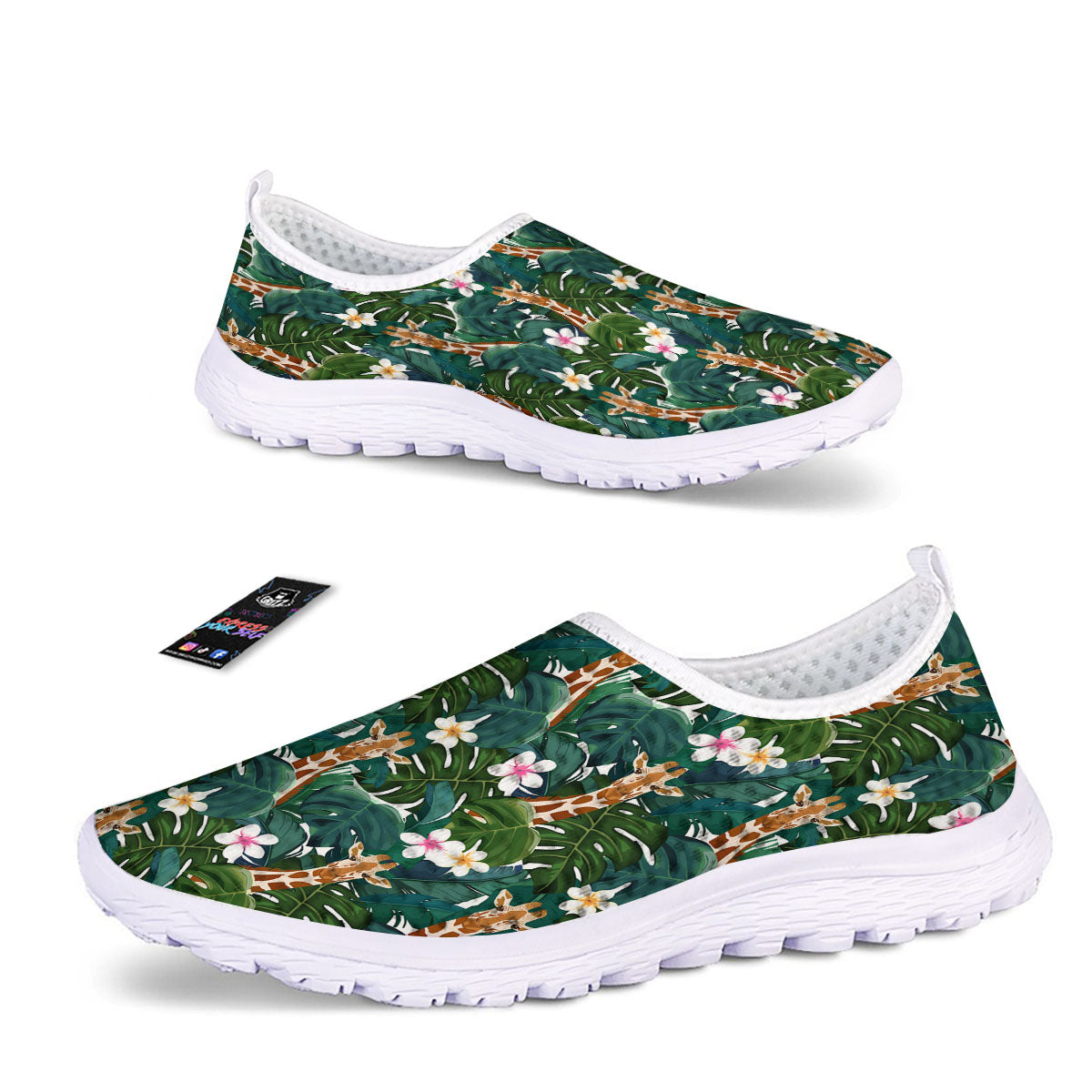 Giraffe Tropical Print Pattern Nurse Shoes-grizzshop