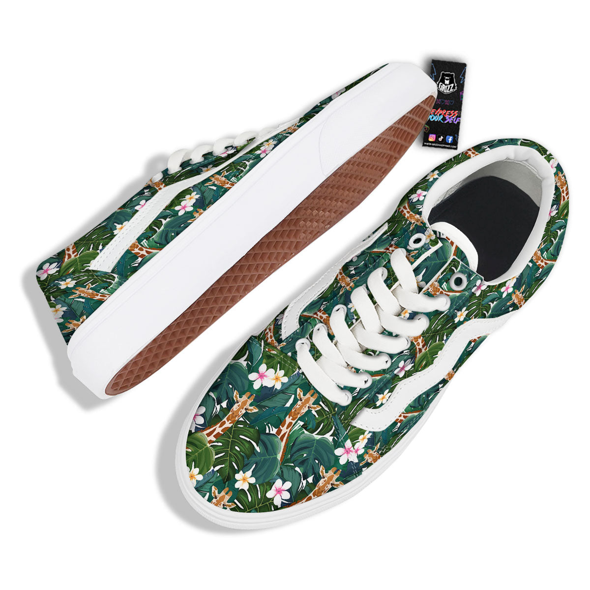 Giraffe Tropical Print Pattern Skate Shoes-grizzshop