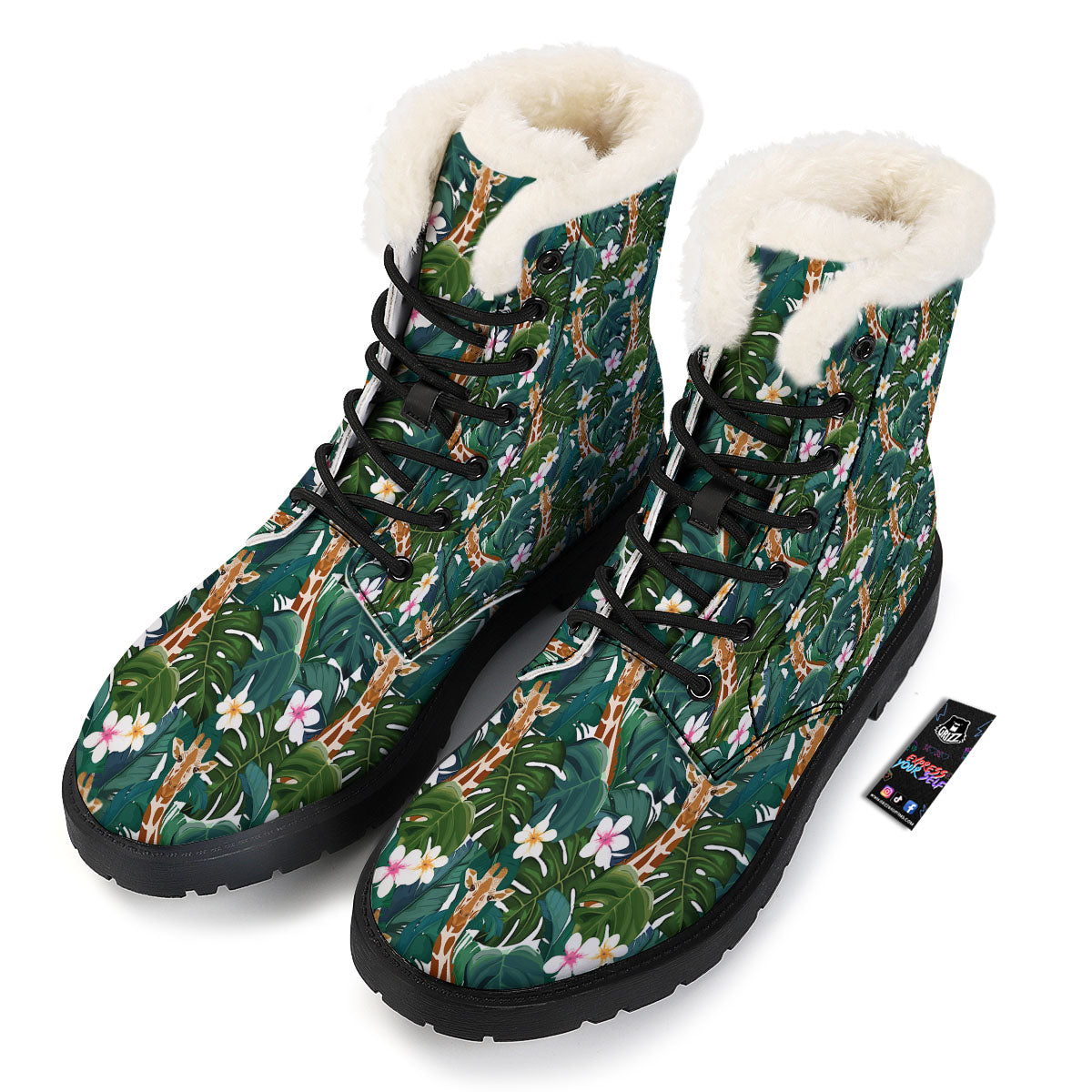 Giraffe Tropical Print Pattern Winter Boots-grizzshop