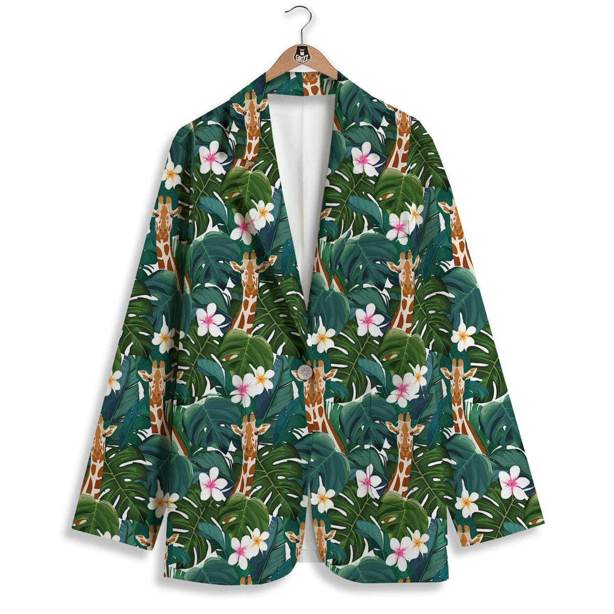 Giraffe Tropical Print Pattern Women's Blazer-grizzshop