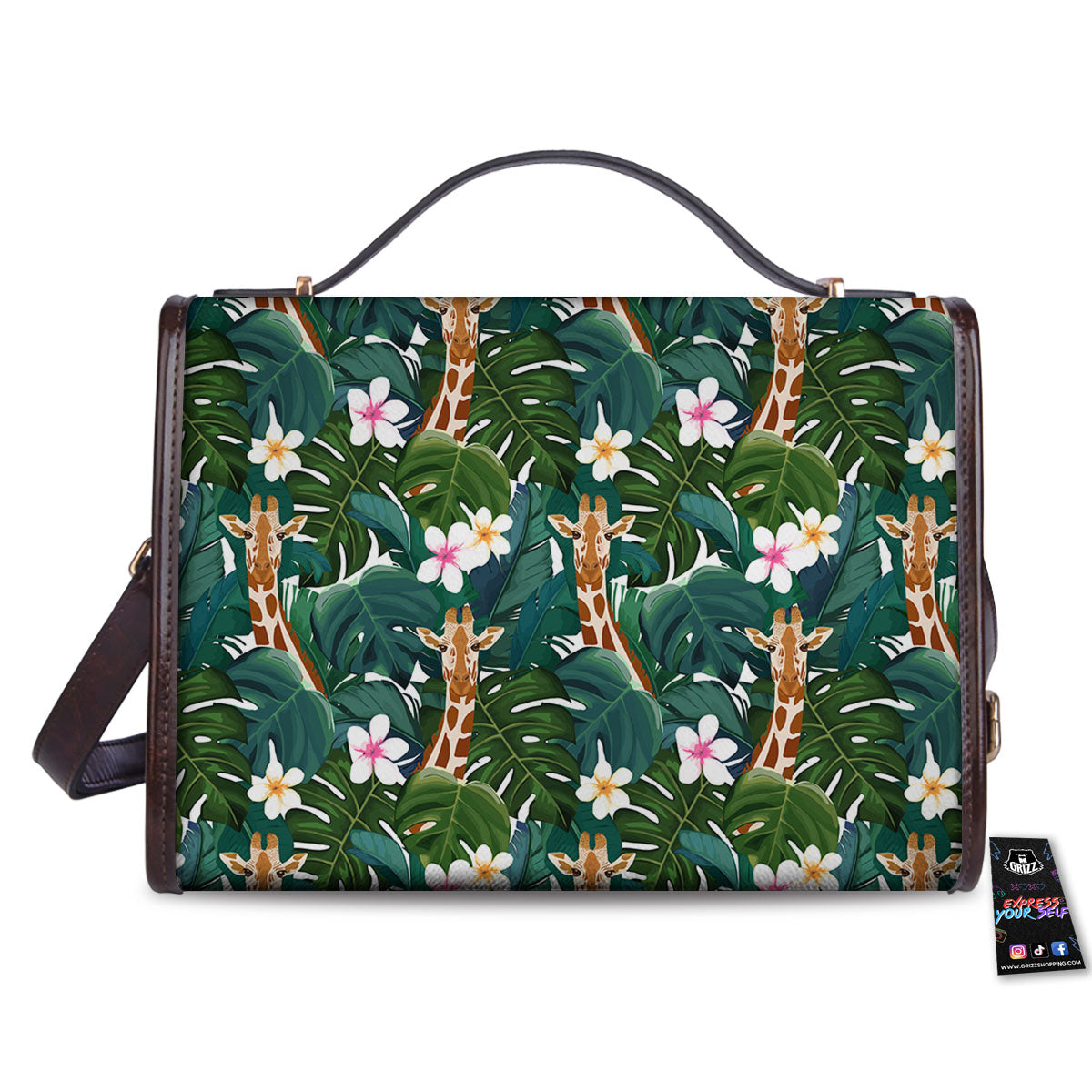 Giraffe Tropical Print Pattern Women's Satchel Bag-grizzshop