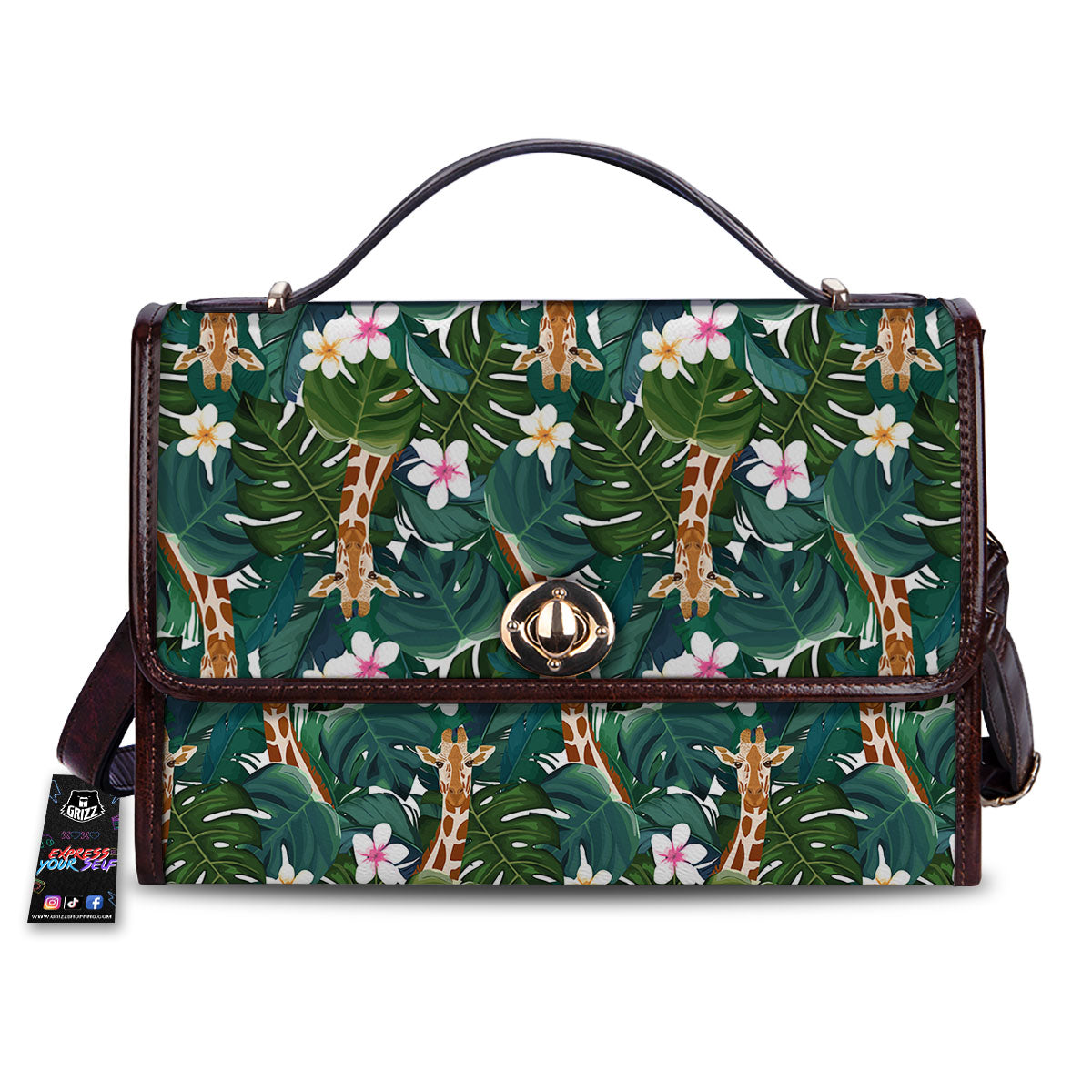 Giraffe Tropical Print Pattern Women's Satchel Bag-grizzshop