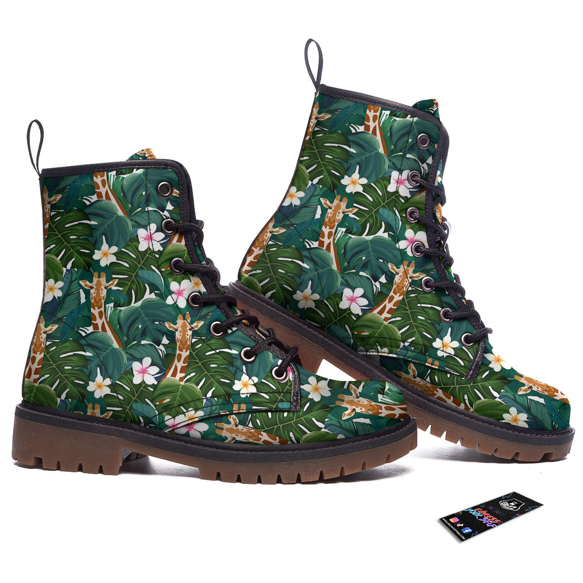 Giraffe Tropical Print Pattern Work Boots-grizzshop