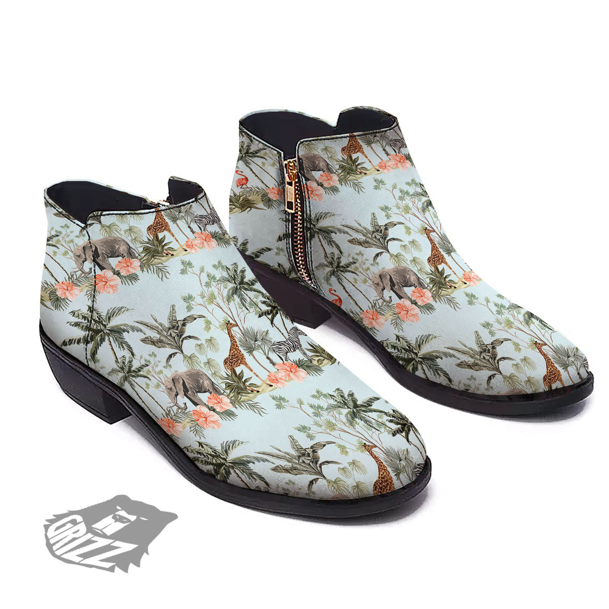 Giraffe Tropical Zebra Print Pattern Ankle Boots-grizzshop