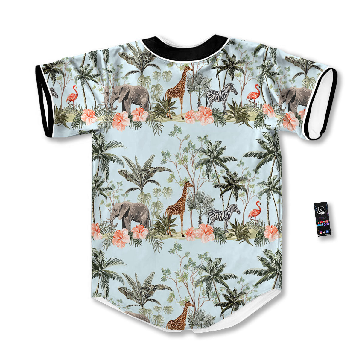 Giraffe Tropical Zebra Print Pattern Baseball Jersey-grizzshop