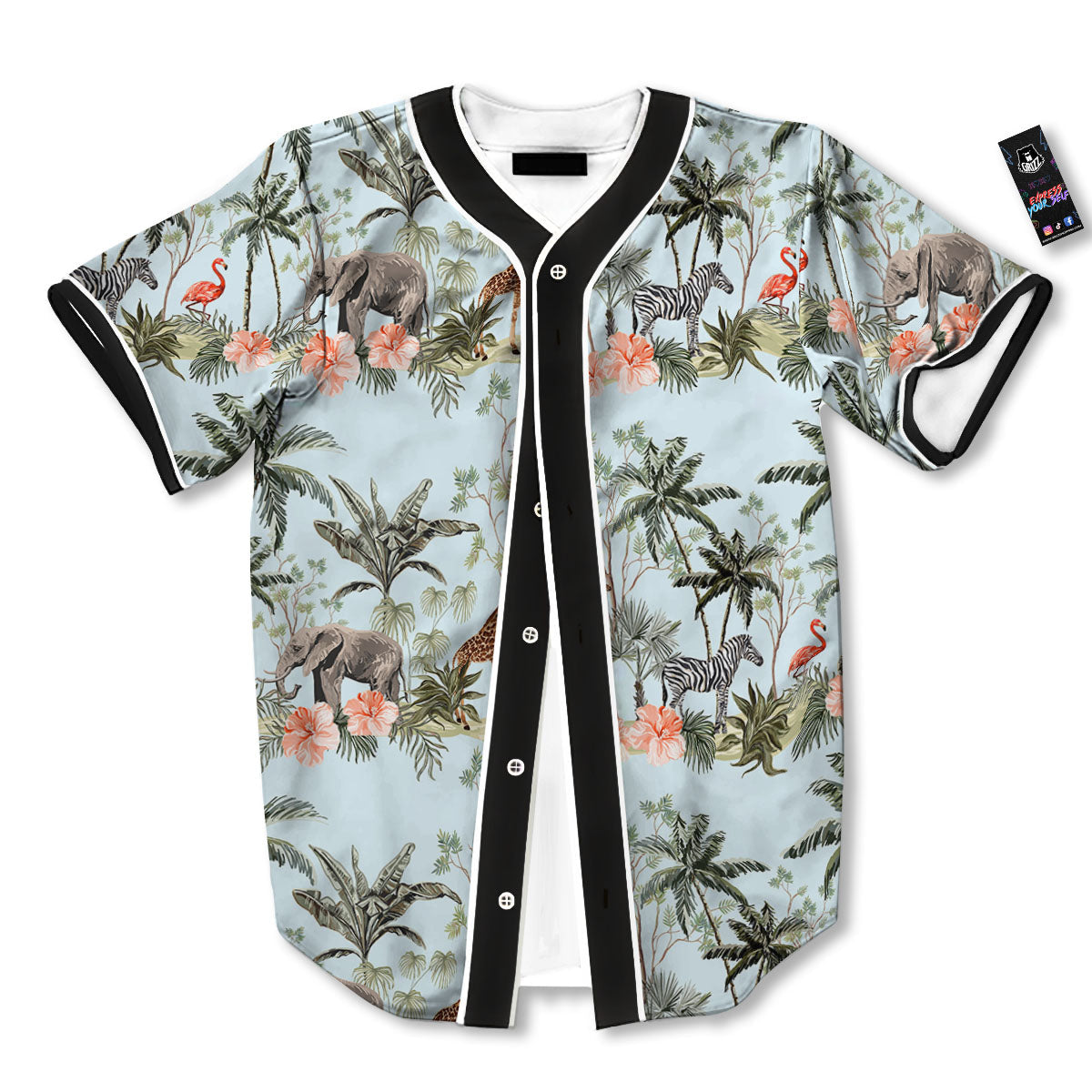 Giraffe Tropical Zebra Print Pattern Baseball Jersey-grizzshop