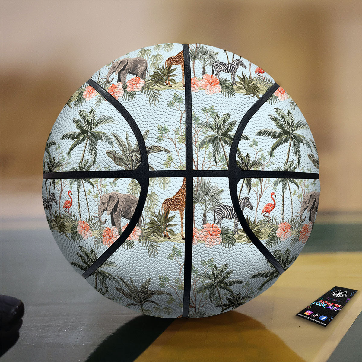 Giraffe Tropical Zebra Print Pattern Basketball