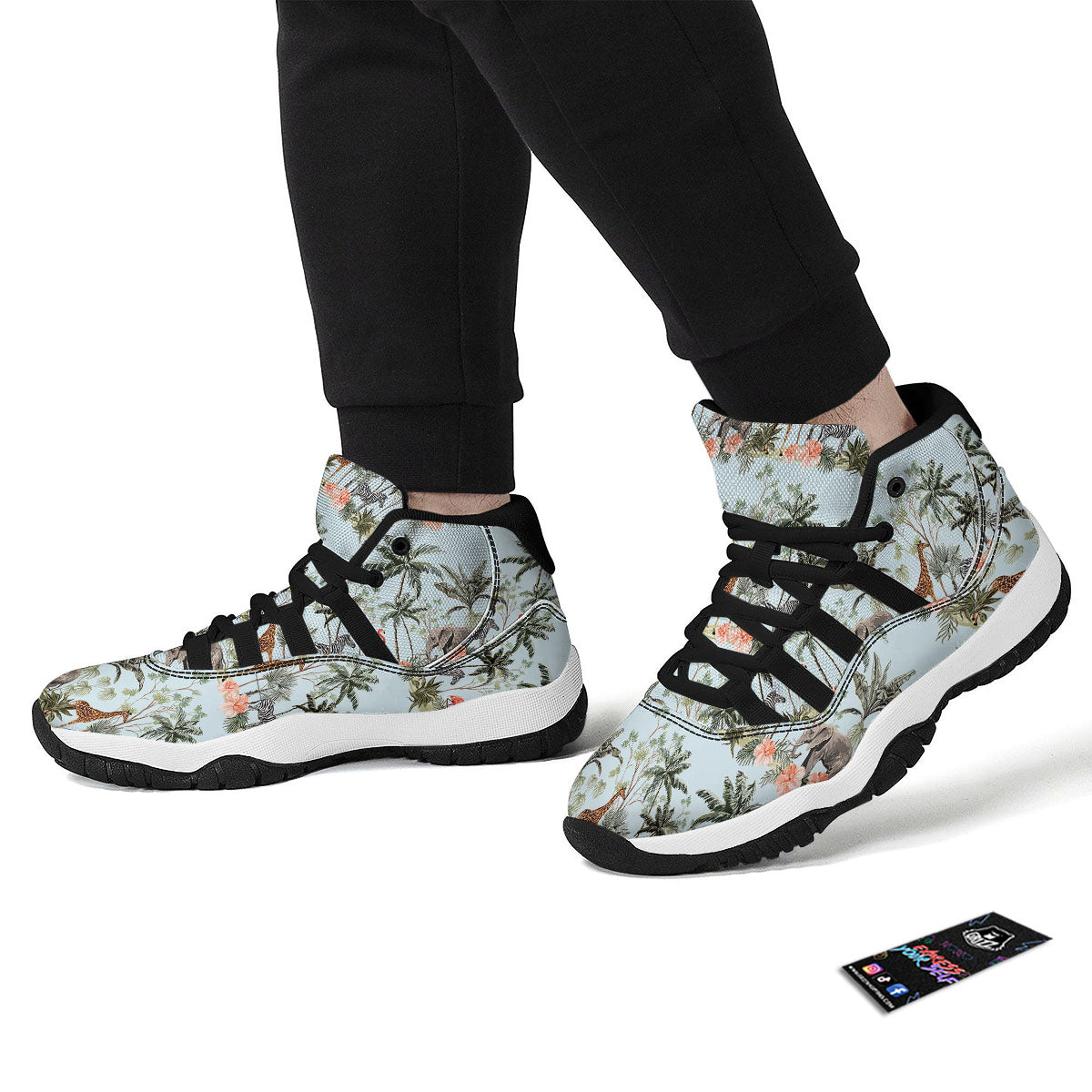 Giraffe Tropical Zebra Print Pattern Black Bball Shoes-grizzshop