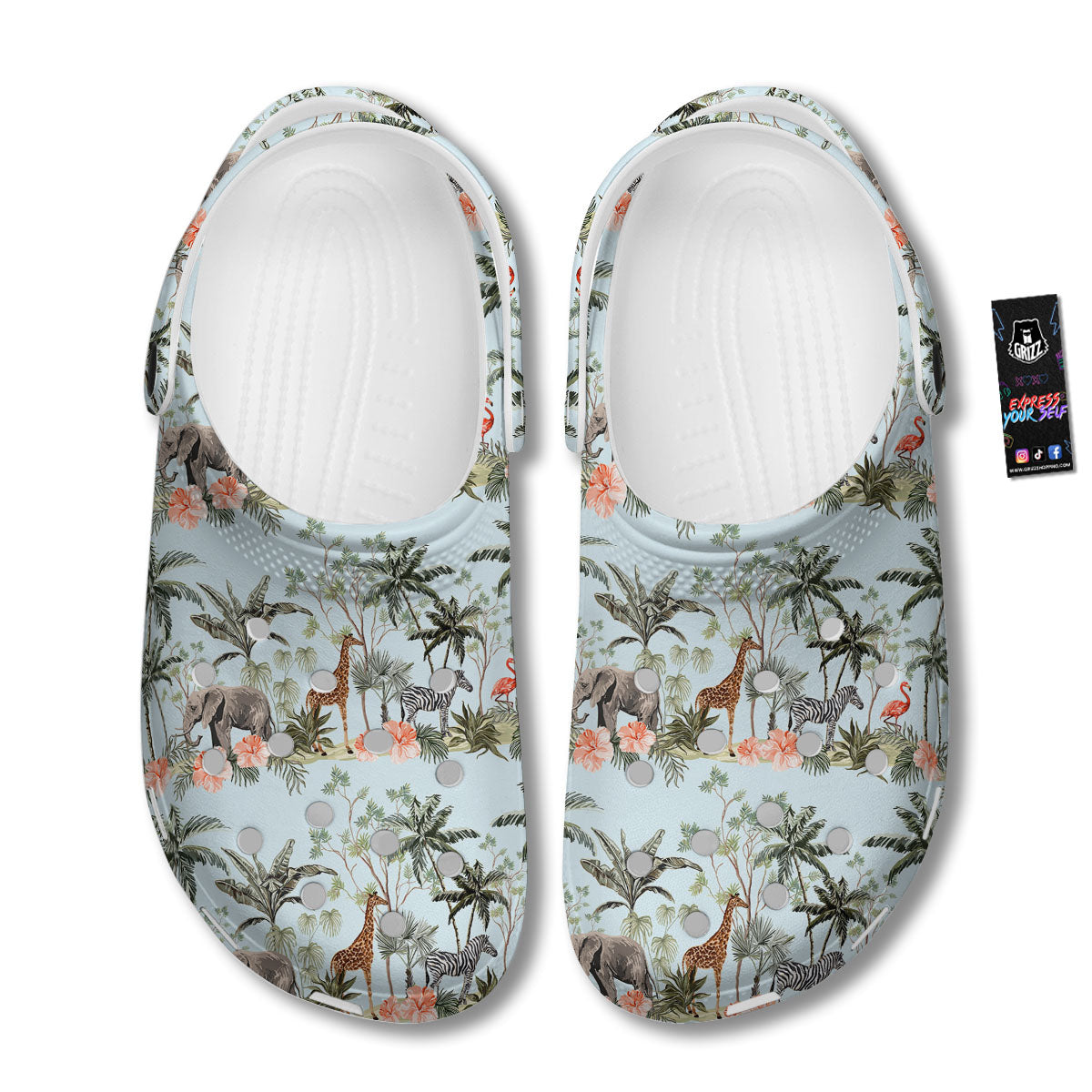 Giraffe Tropical Zebra Print Pattern Clog-grizzshop