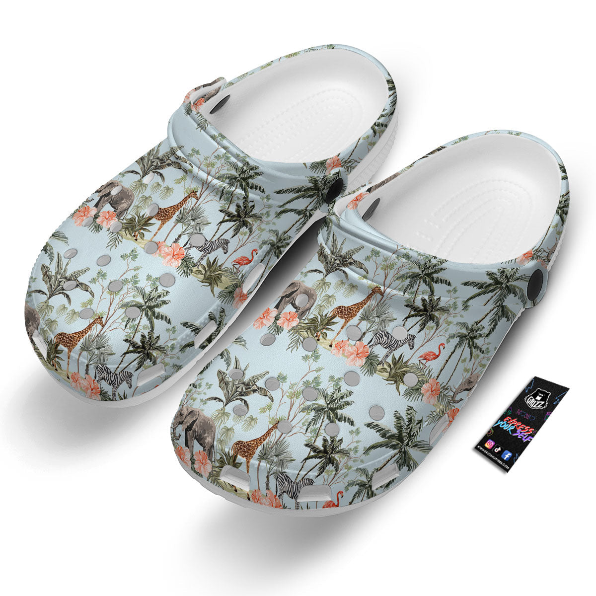 Giraffe Tropical Zebra Print Pattern Clog-grizzshop