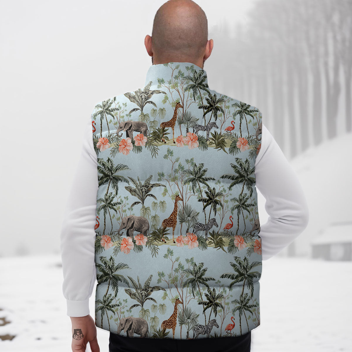 Giraffe Tropical Zebra Print Pattern Down Vest