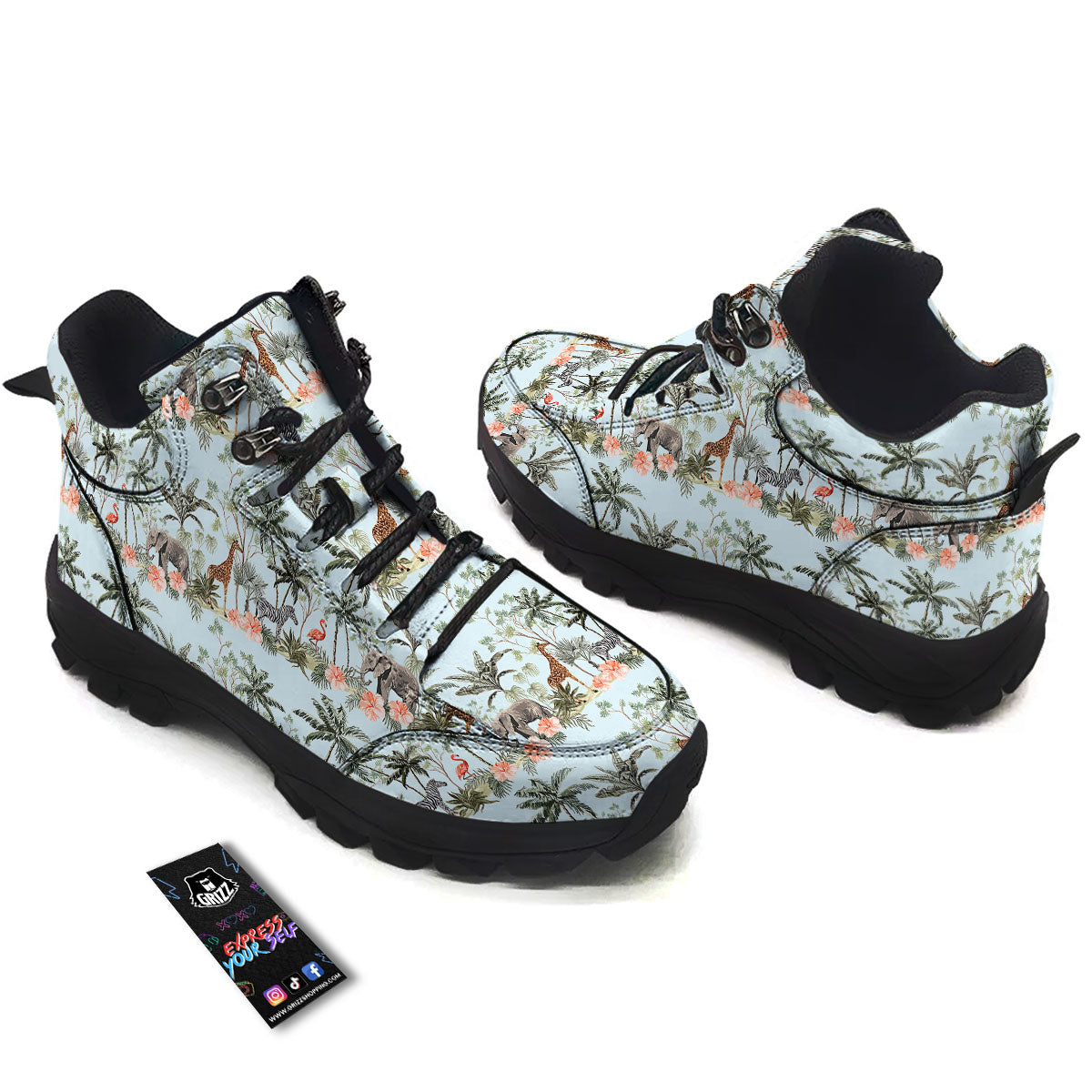 Giraffe Tropical Zebra Print Pattern Hiking Shoes-grizzshop