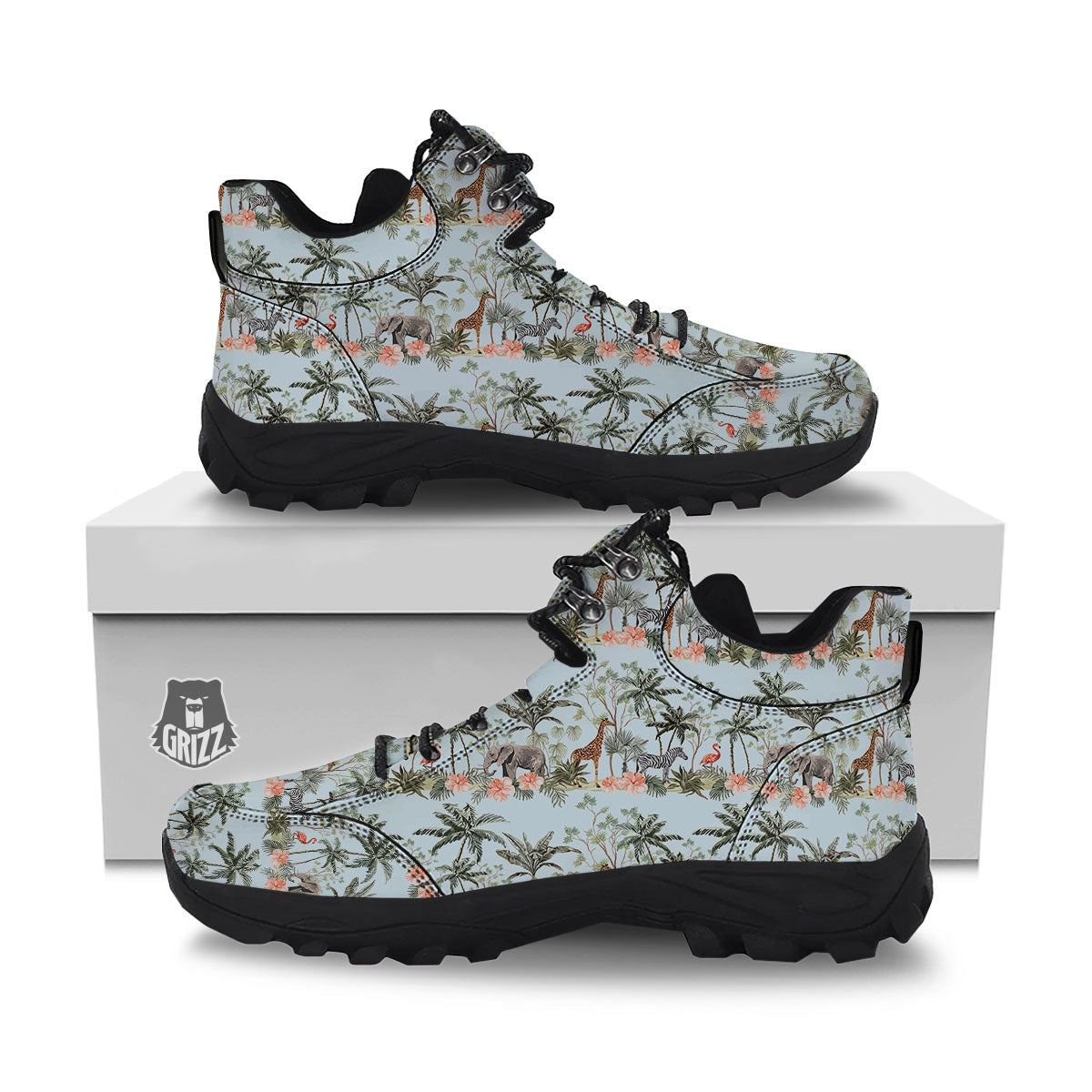 Giraffe Tropical Zebra Print Pattern Hiking Shoes-grizzshop