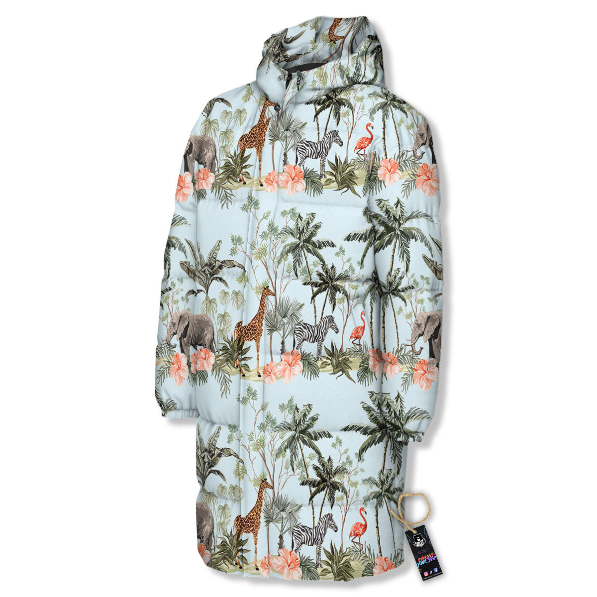 Giraffe Tropical Zebra Print Pattern Long Down Jacket-grizzshop