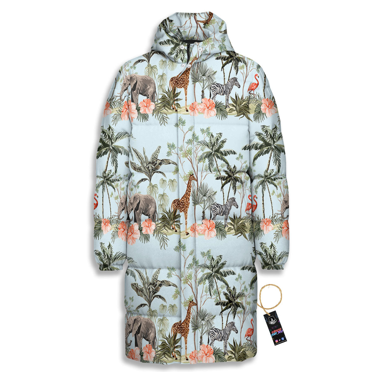 Giraffe Tropical Zebra Print Pattern Long Down Jacket-grizzshop