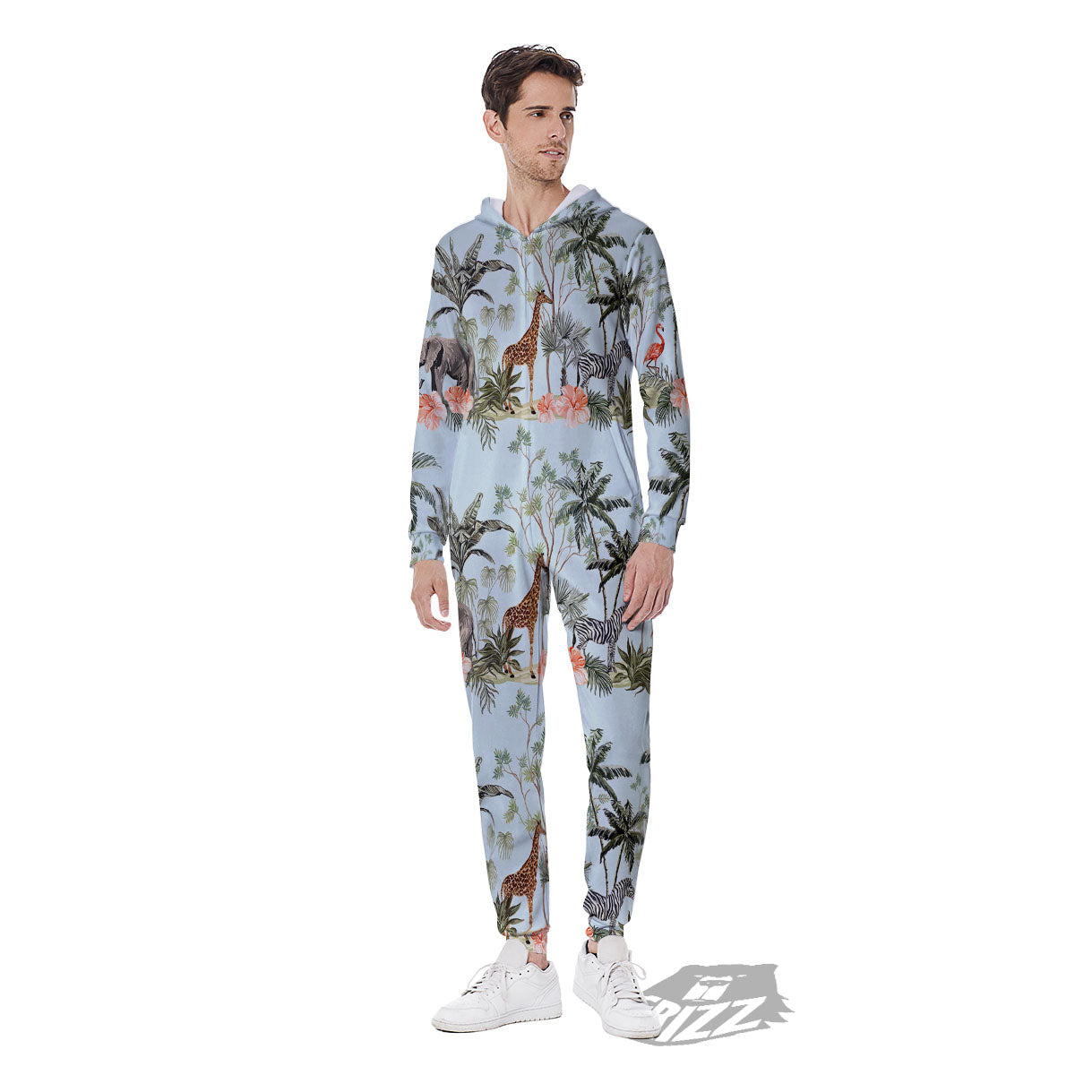 Giraffe Tropical Zebra Print Pattern Men's Jumpsuit-grizzshop