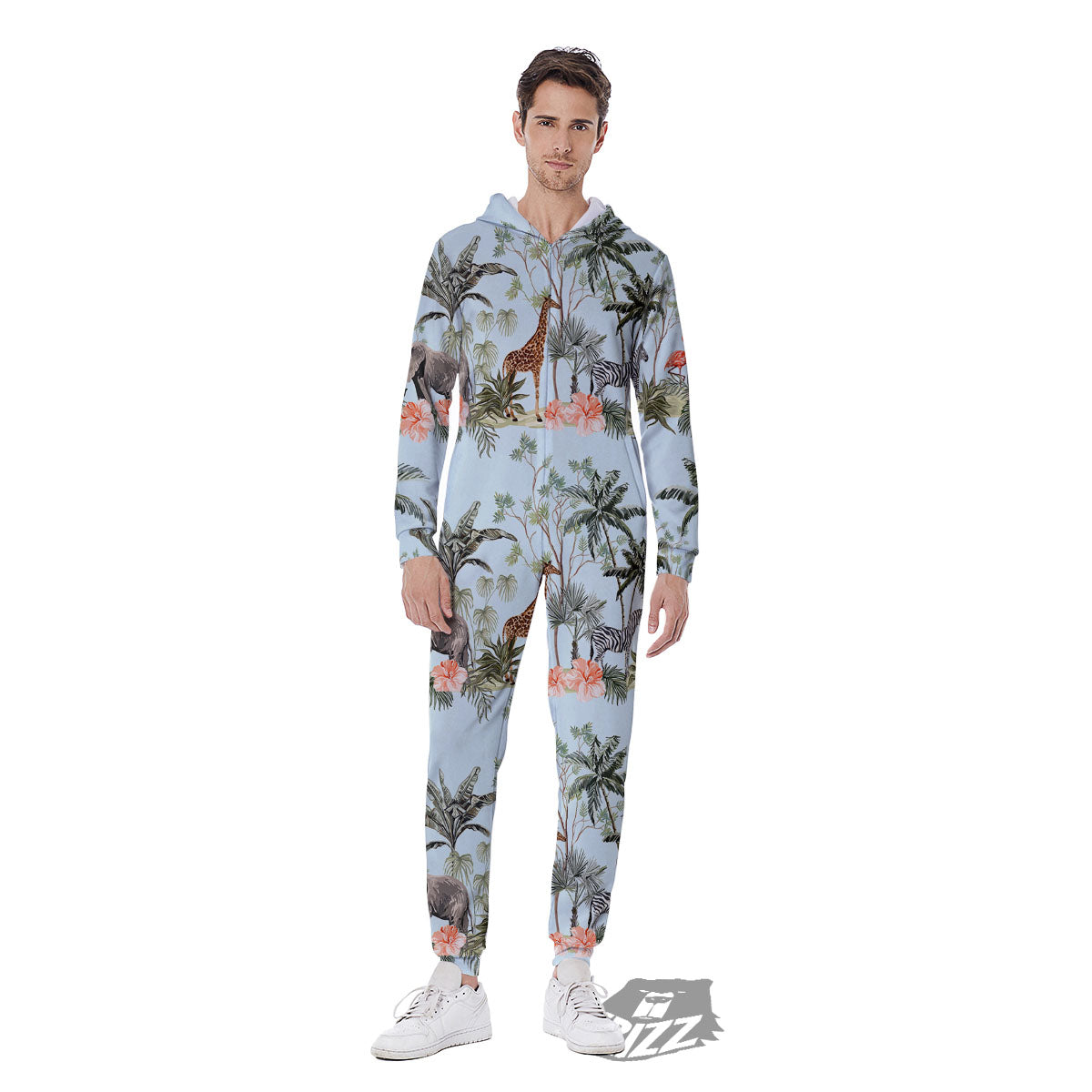 Giraffe Tropical Zebra Print Pattern Men's Jumpsuit-grizzshop