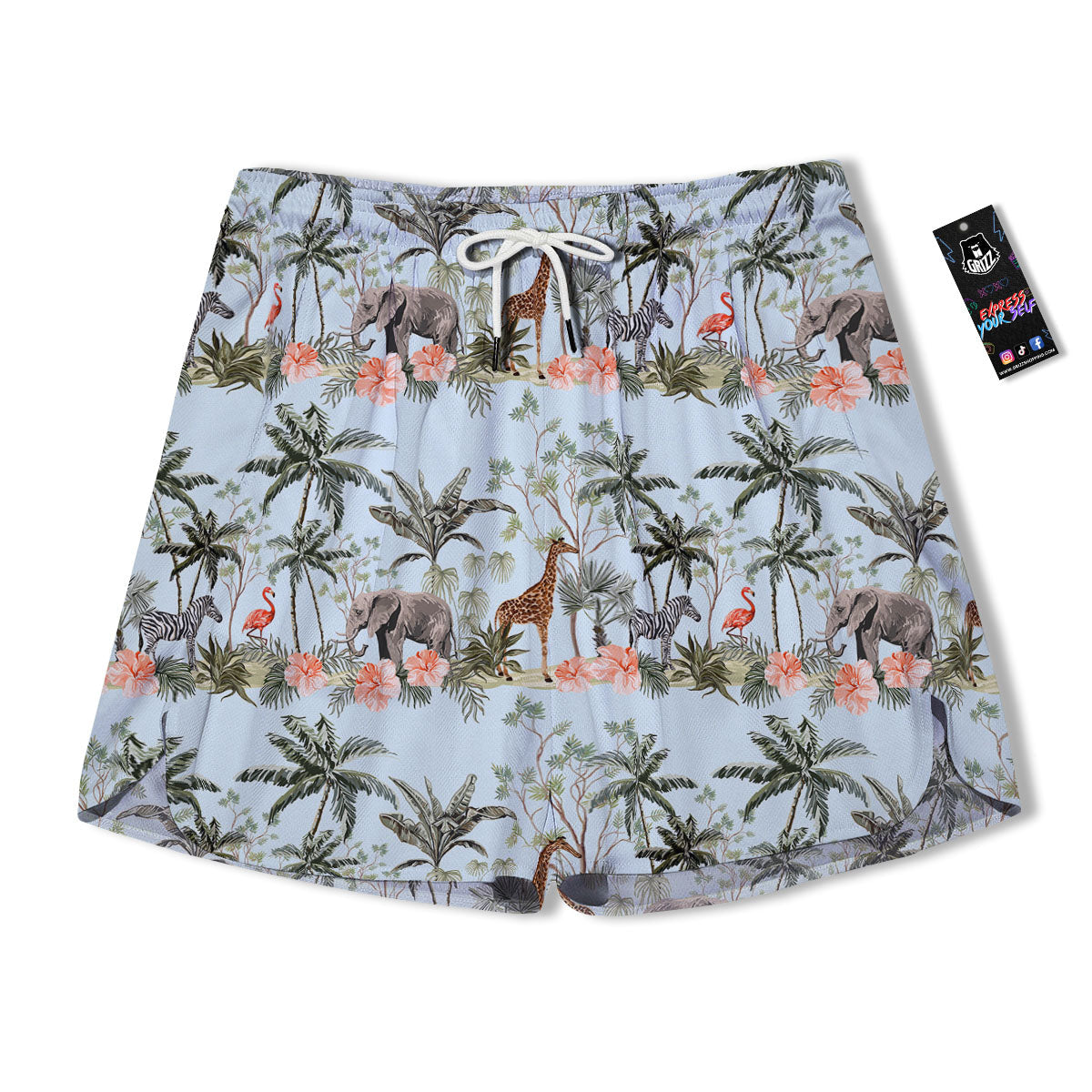 Giraffe Tropical Zebra Print Pattern Men's Running Shorts-grizzshop