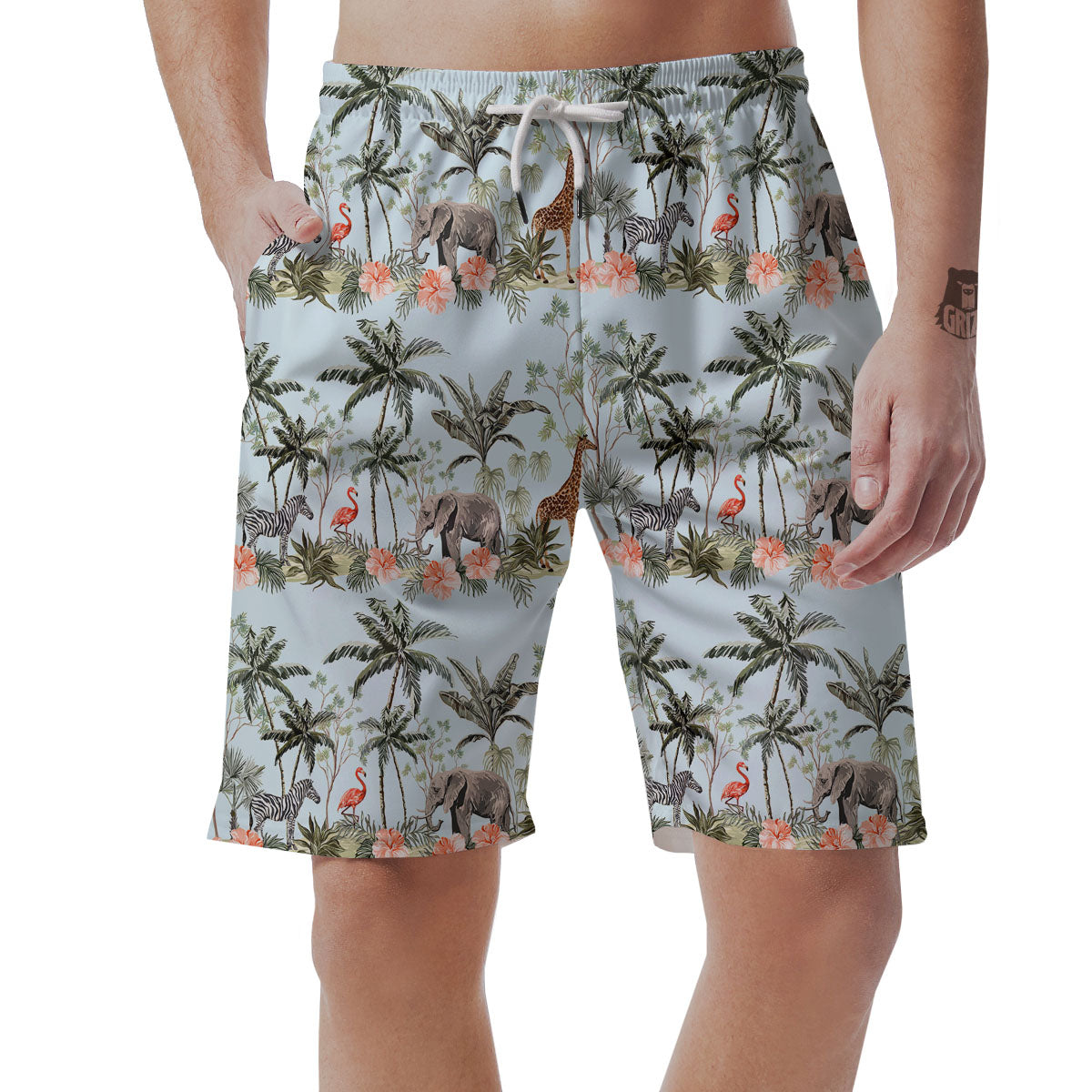 Giraffe Tropical Zebra Print Pattern Men's Shorts-grizzshop