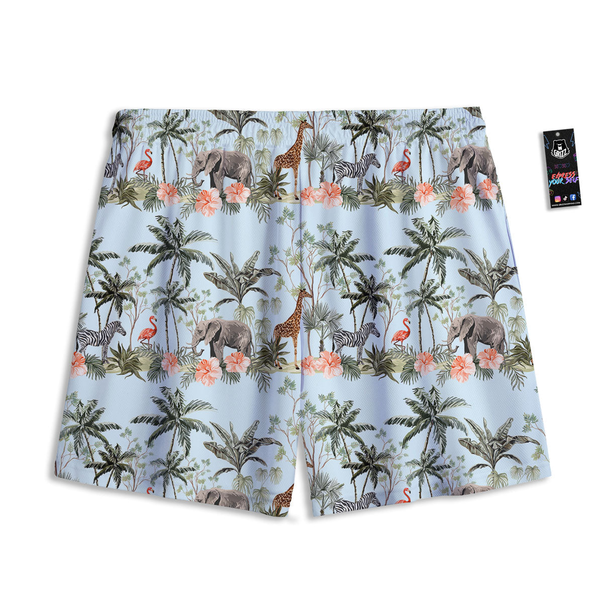 Giraffe Tropical Zebra Print Pattern Mesh Shorts