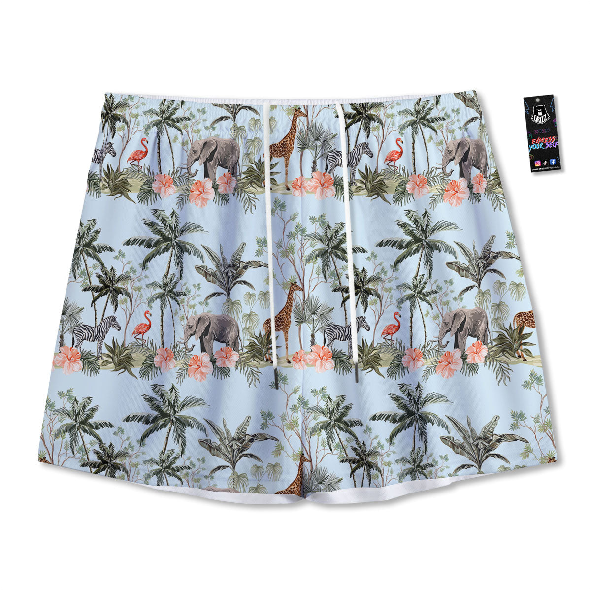 Giraffe Tropical Zebra Print Pattern Mesh Shorts