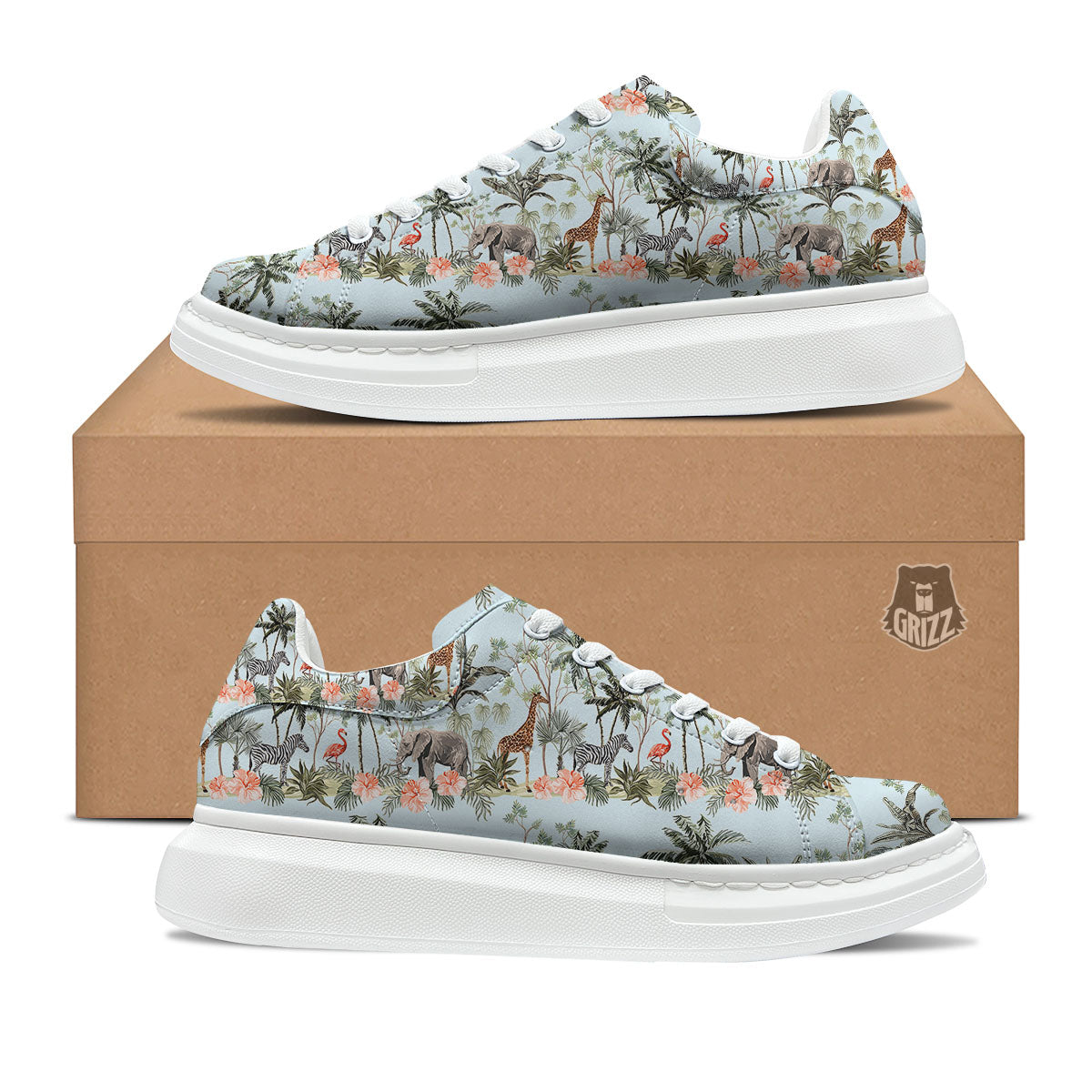 Giraffe Tropical Zebra Print Pattern Platform Shoes-grizzshop