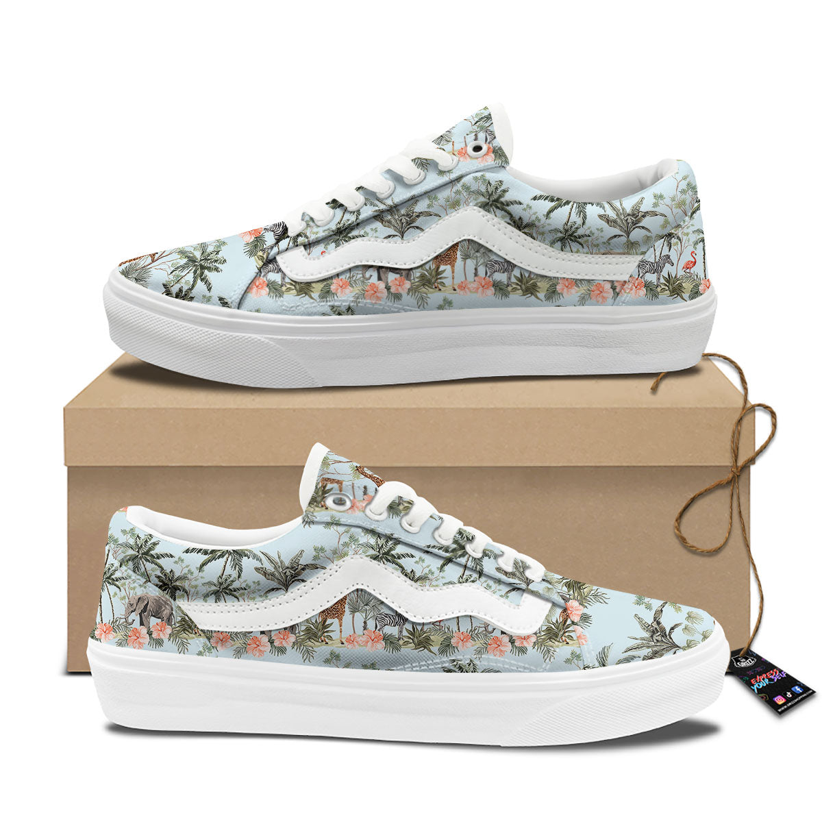 Giraffe Tropical Zebra Print Pattern Skate Shoes-grizzshop