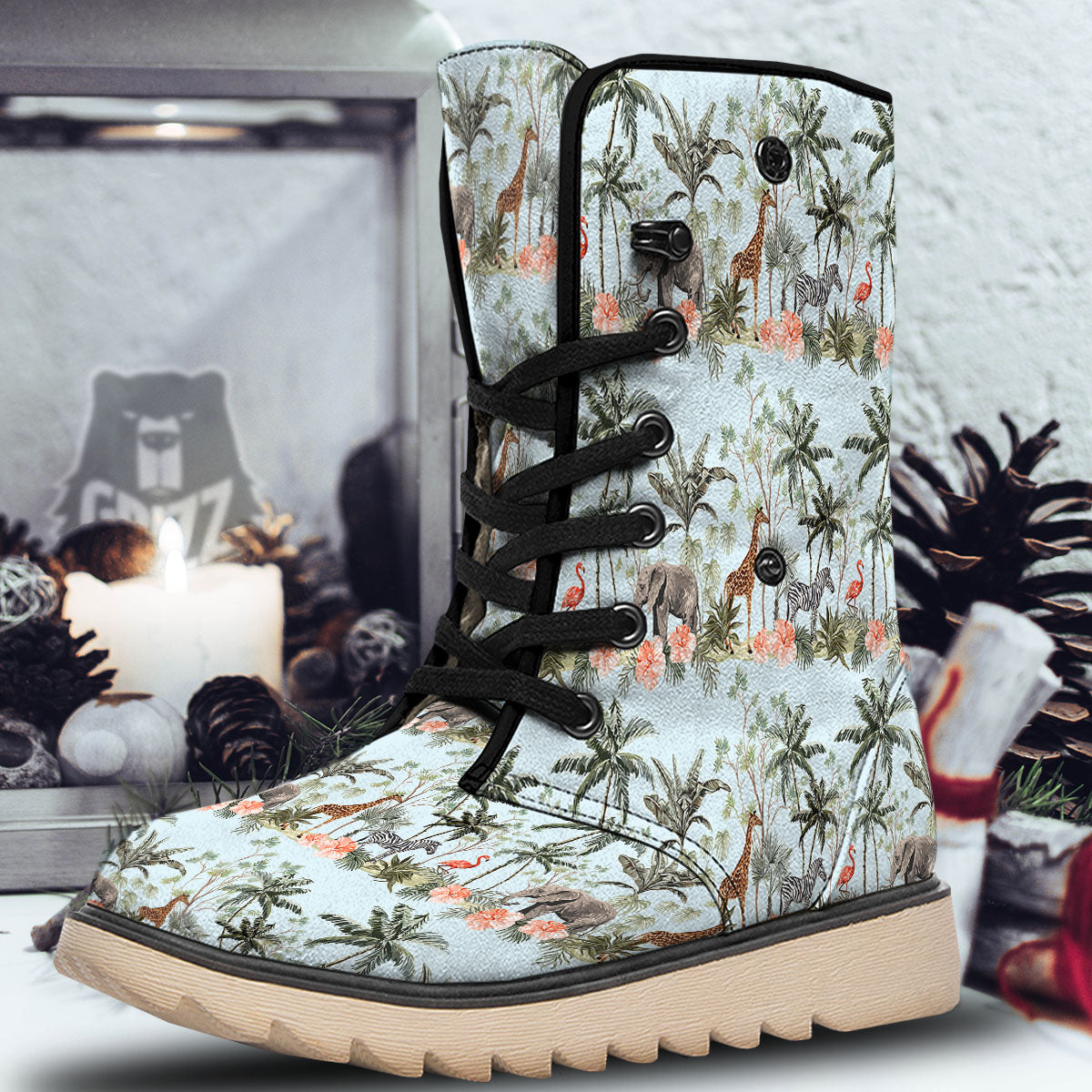 Giraffe Tropical Zebra Print Pattern Snow Boots-grizzshop