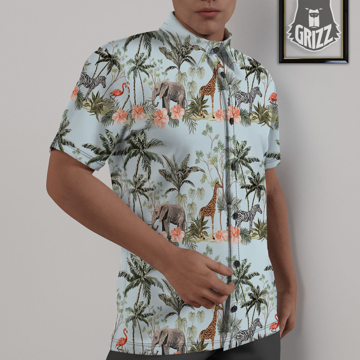 Giraffe Tropical Zebra Print Pattern Untucked Shirts-grizzshop
