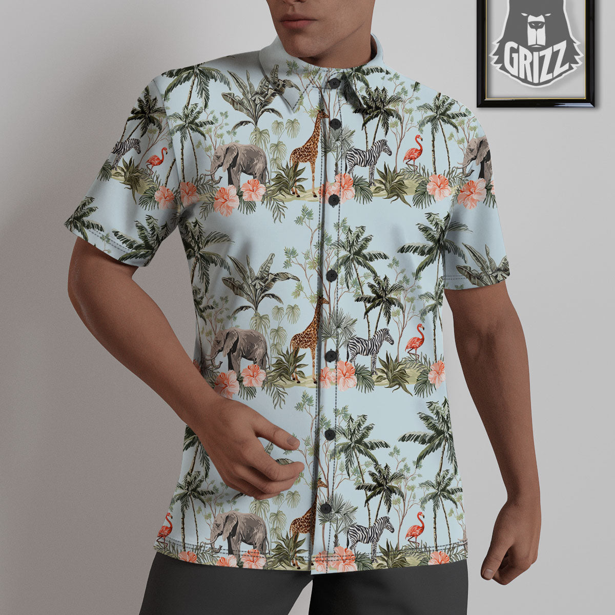 Giraffe Tropical Zebra Print Pattern Untucked Shirts-grizzshop