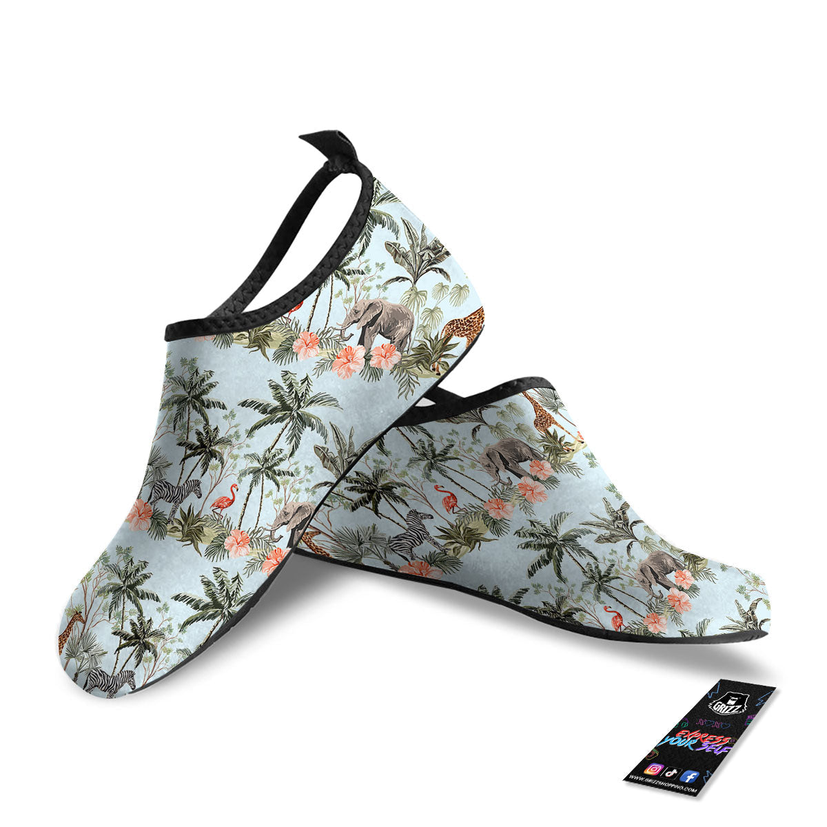 Giraffe Tropical Zebra Print Pattern Water Shoes-grizzshop