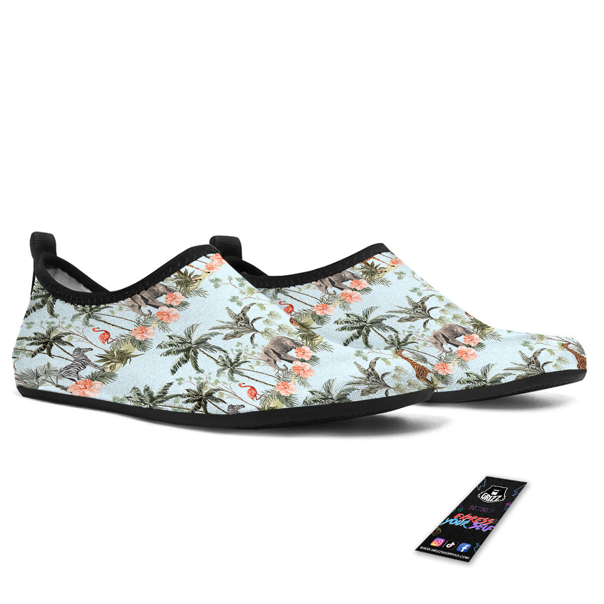 Giraffe Tropical Zebra Print Pattern Water Shoes-grizzshop