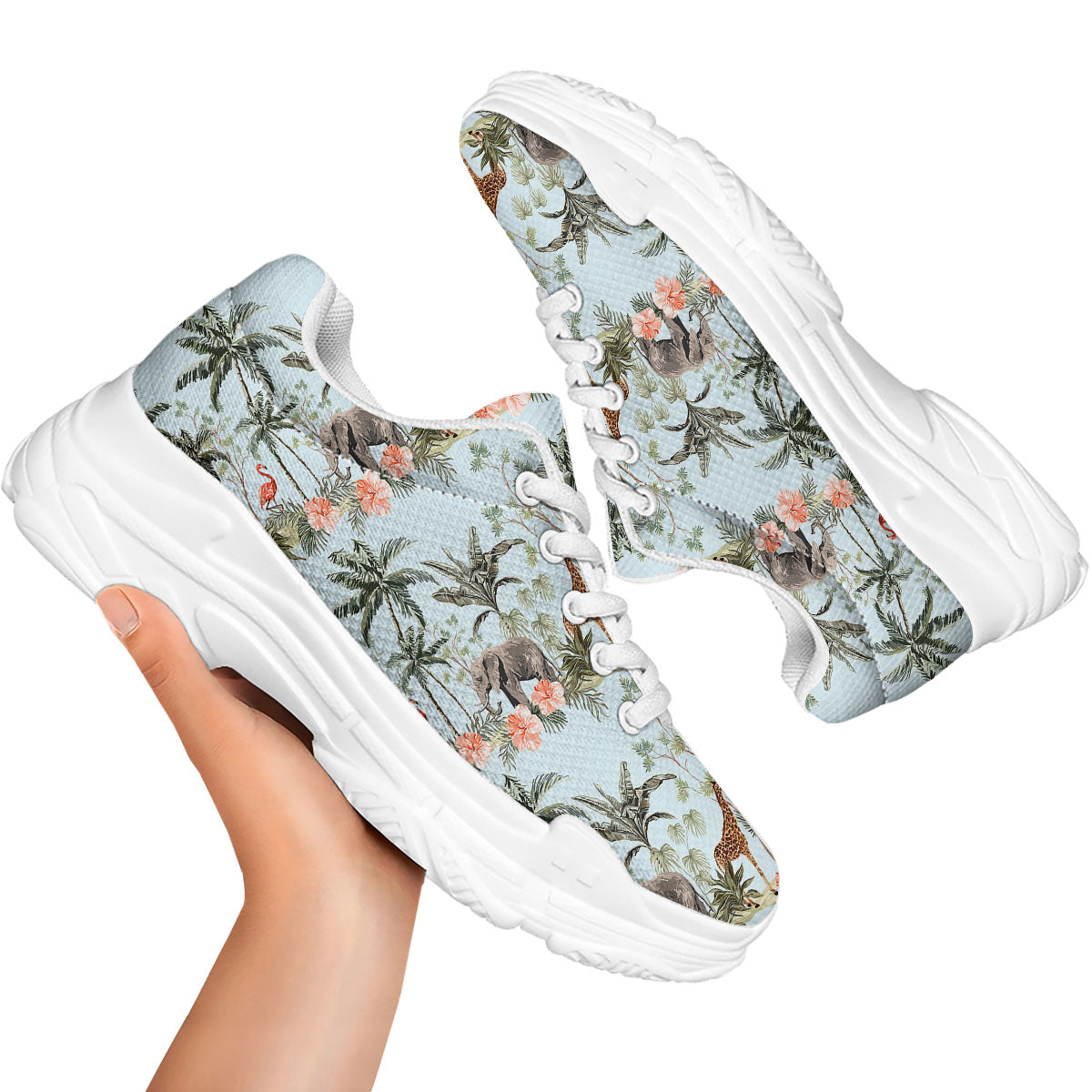 Giraffe Tropical Zebra Print Pattern White Chunky Shoes-grizzshop