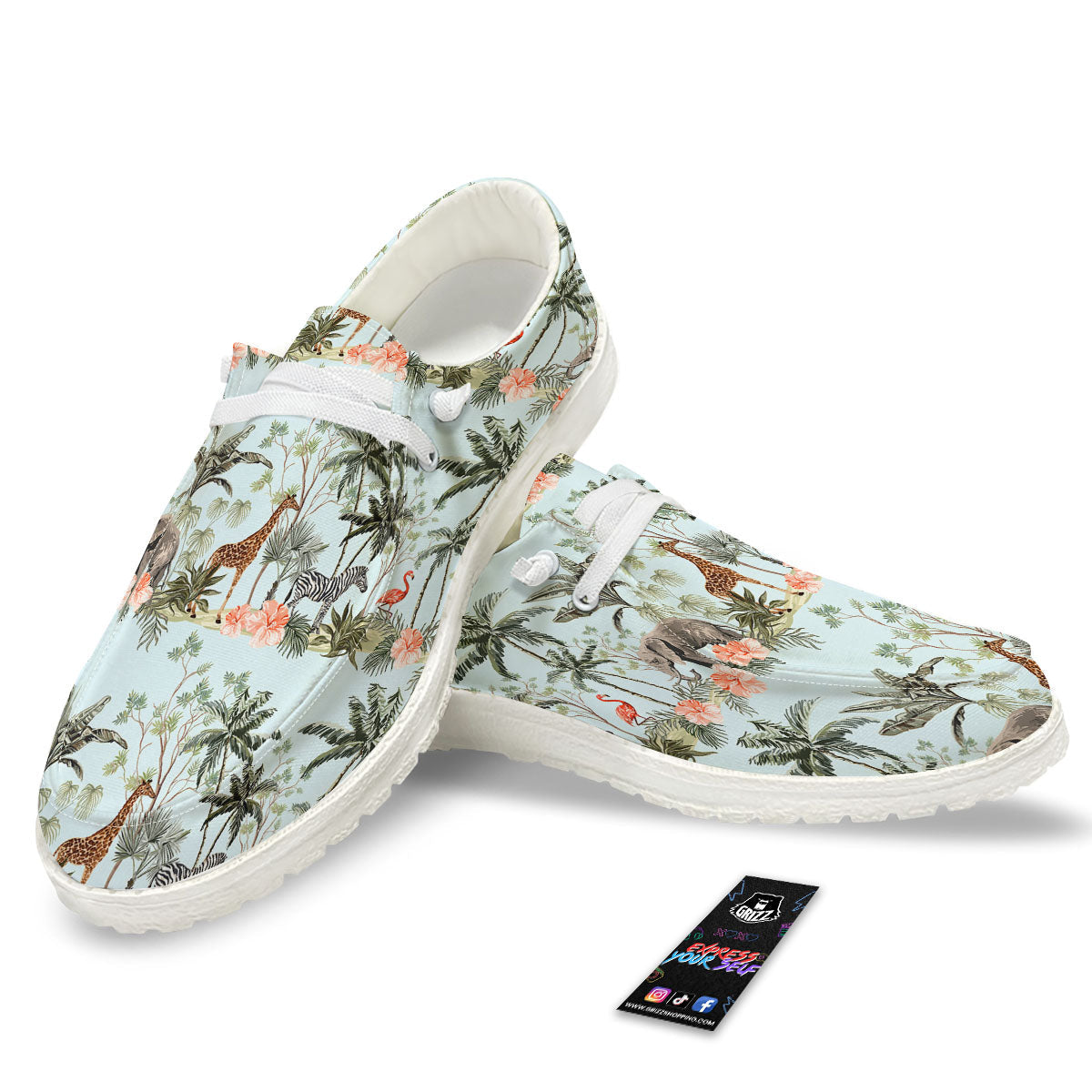 Giraffe Tropical Zebra Print Pattern White Loafers-grizzshop