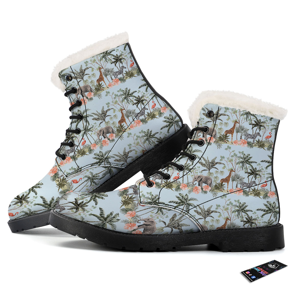 Giraffe Tropical Zebra Print Pattern Winter Boots-grizzshop