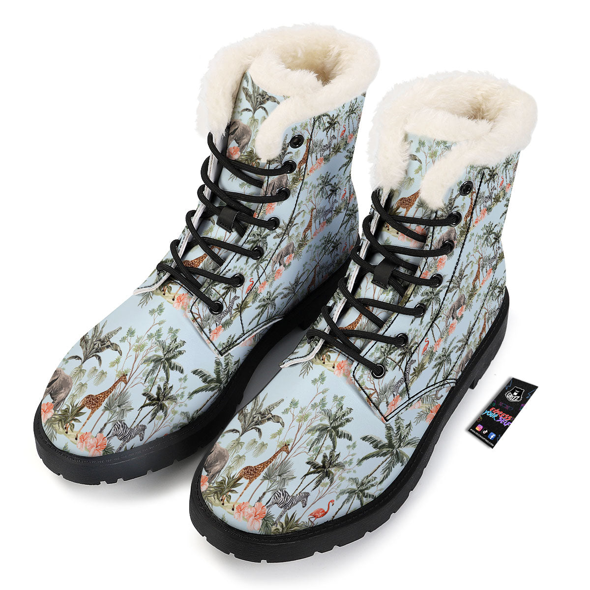 Giraffe Tropical Zebra Print Pattern Winter Boots-grizzshop