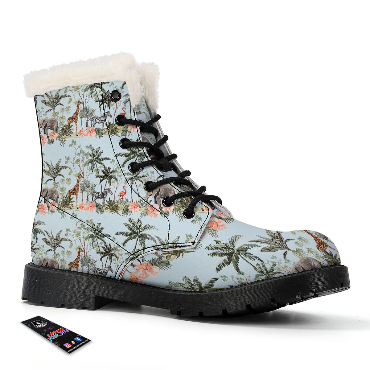 Giraffe Tropical Zebra Print Pattern Winter Boots-grizzshop