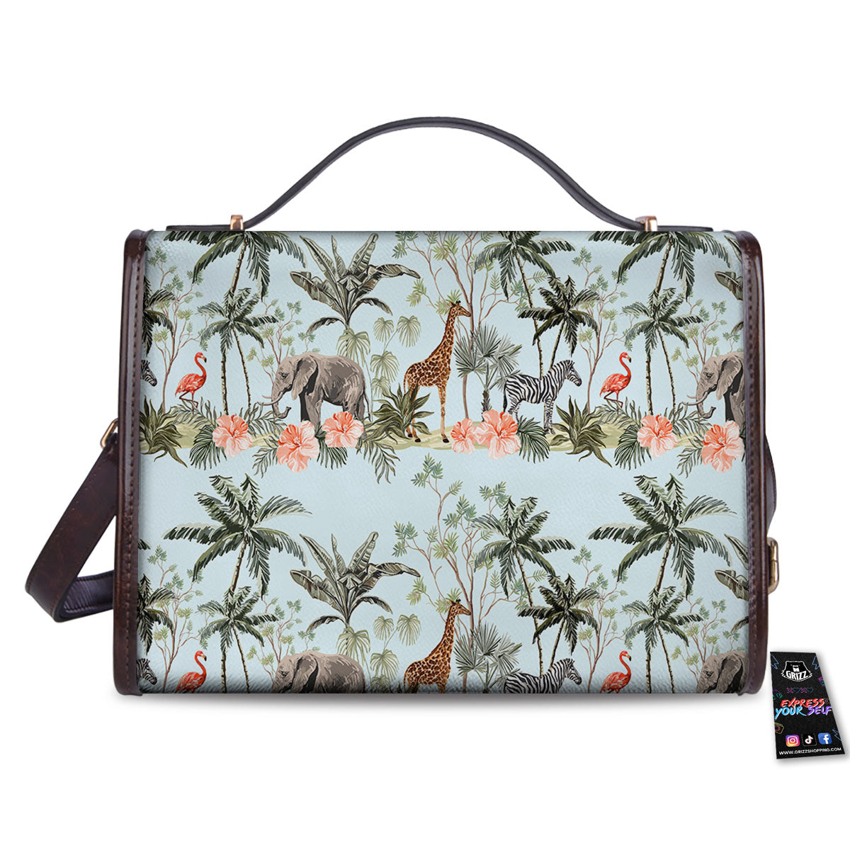 Giraffe Tropical Zebra Print Pattern Women's Satchel Bag-grizzshop