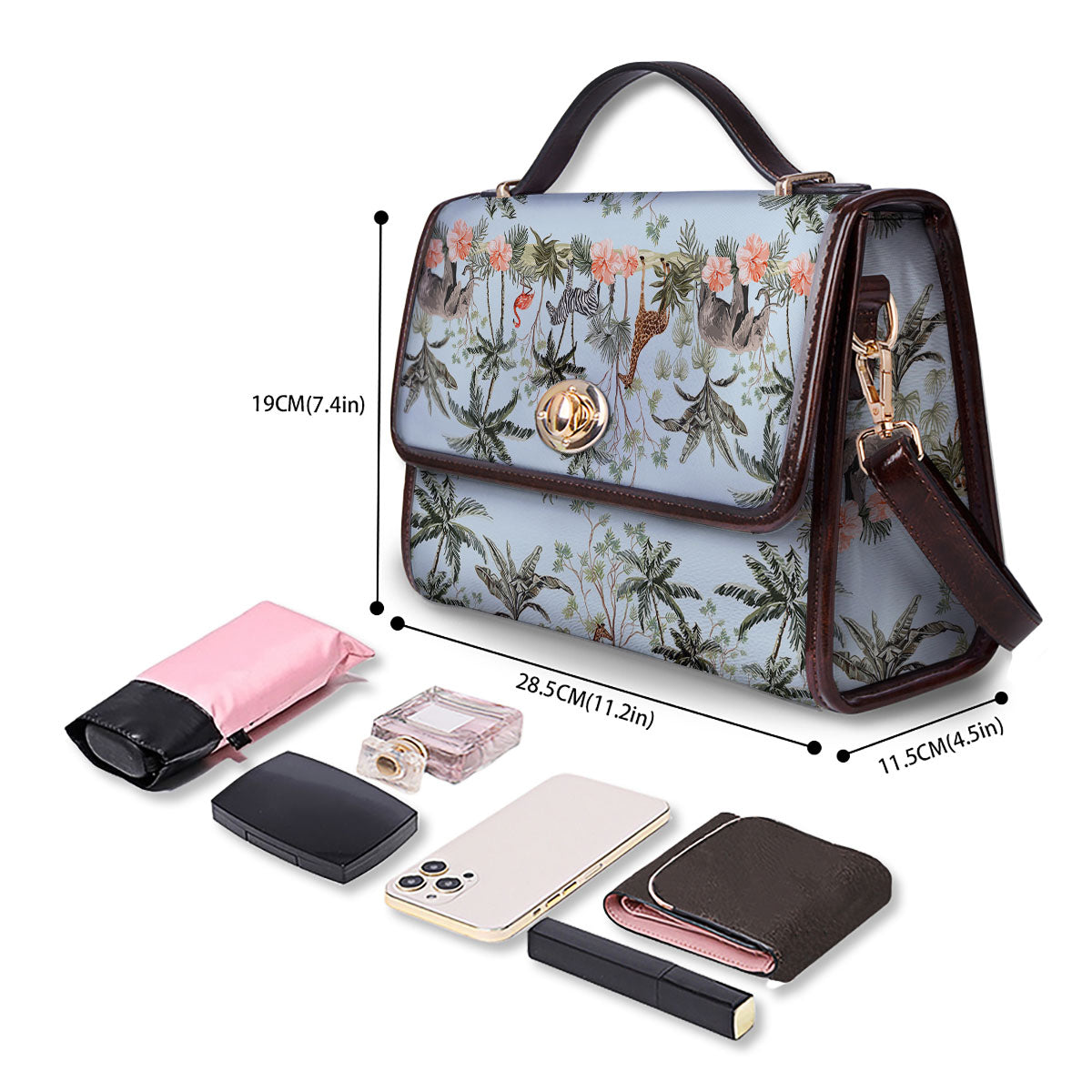Giraffe Tropical Zebra Print Pattern Women's Satchel Bag-grizzshop
