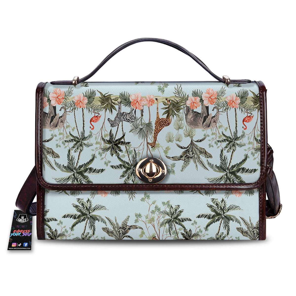 Giraffe Tropical Zebra Print Pattern Women's Satchel Bag-grizzshop