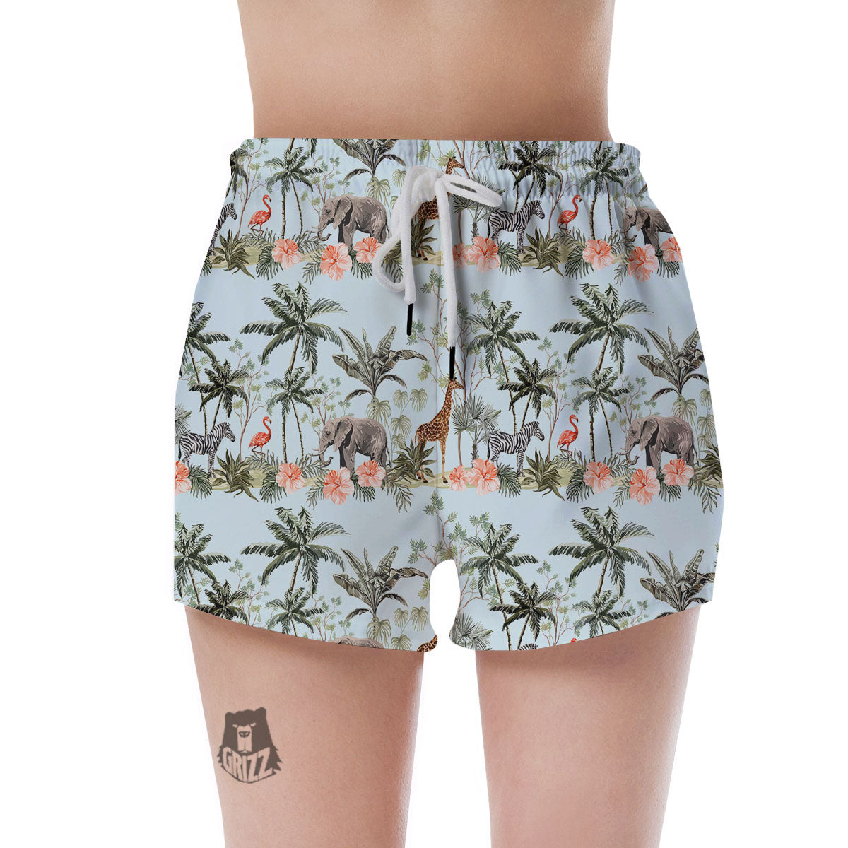 Giraffe Tropical Zebra Print Pattern Women's Shorts-grizzshop