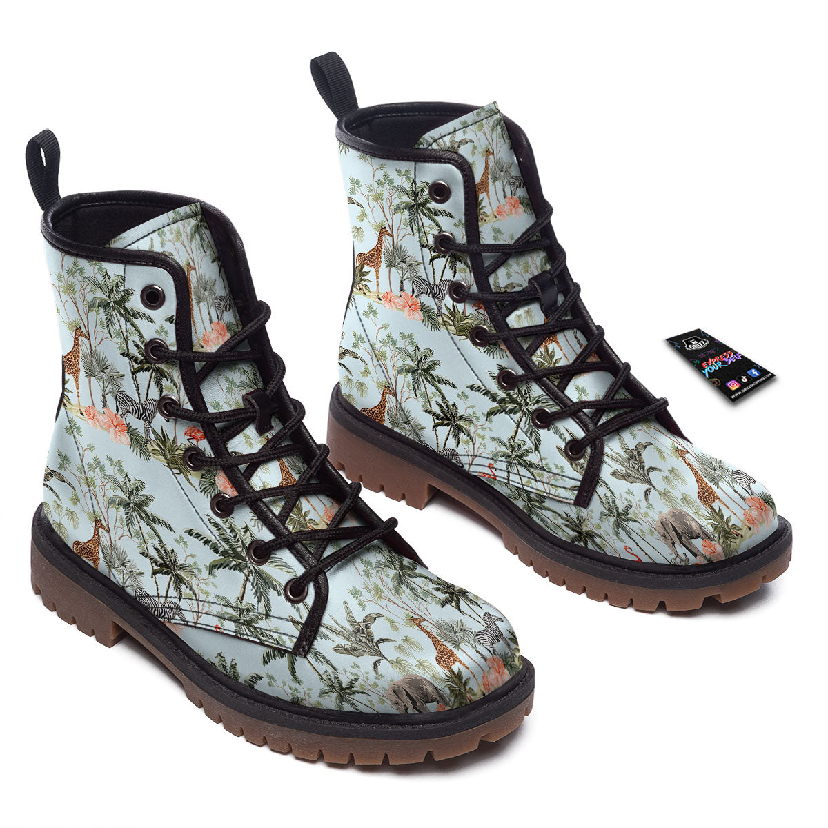 Giraffe Tropical Zebra Print Pattern Work Boots-grizzshop